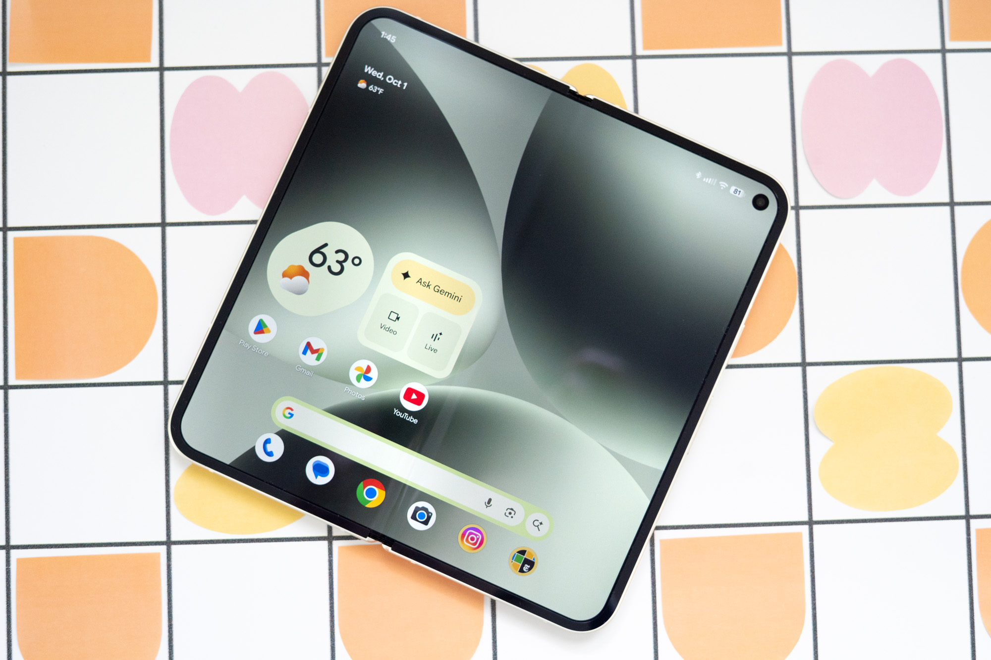 Pixel 10 Pro Fold unfolded on a desk