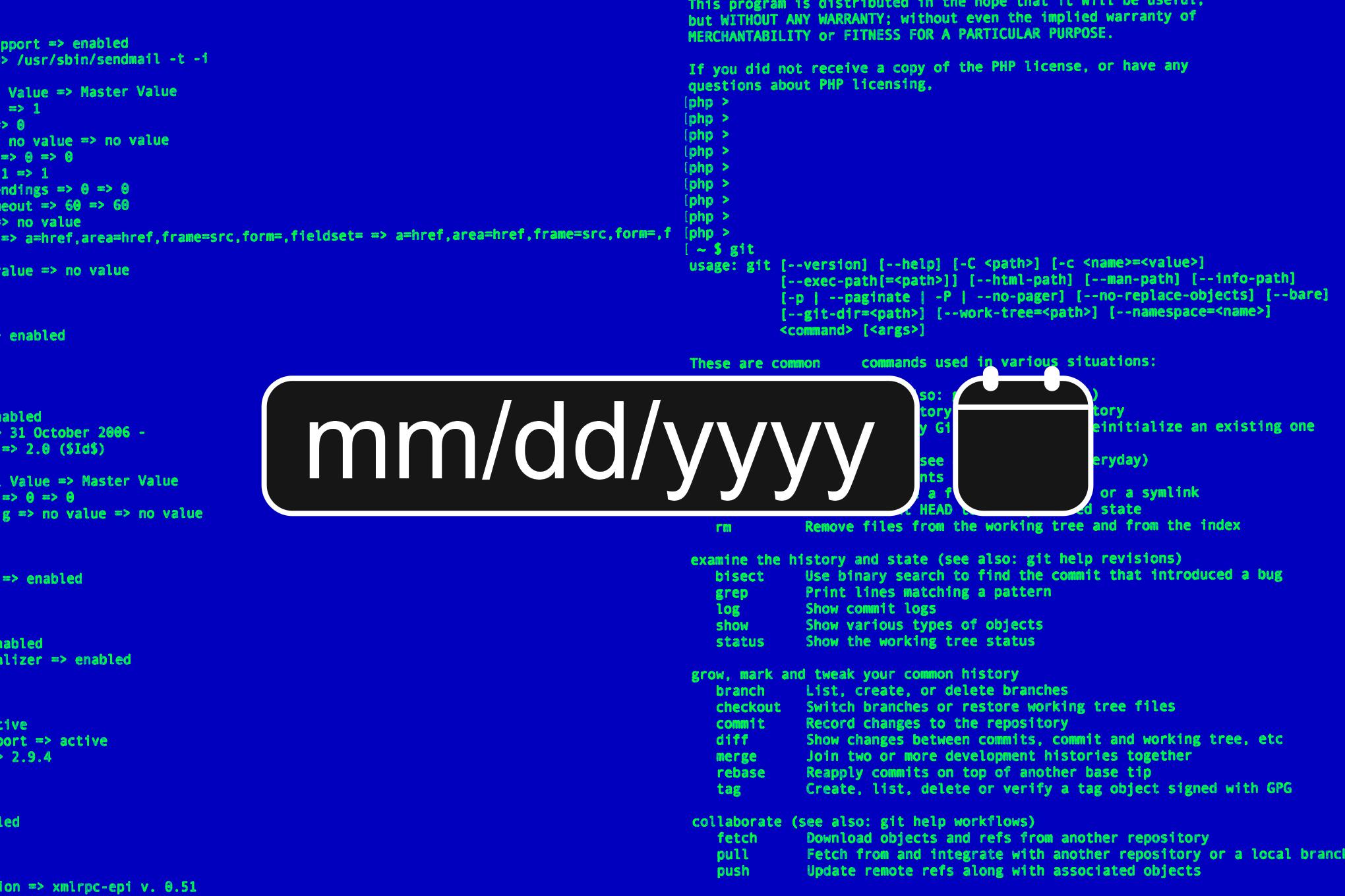 A date of birth box in front of lines of code