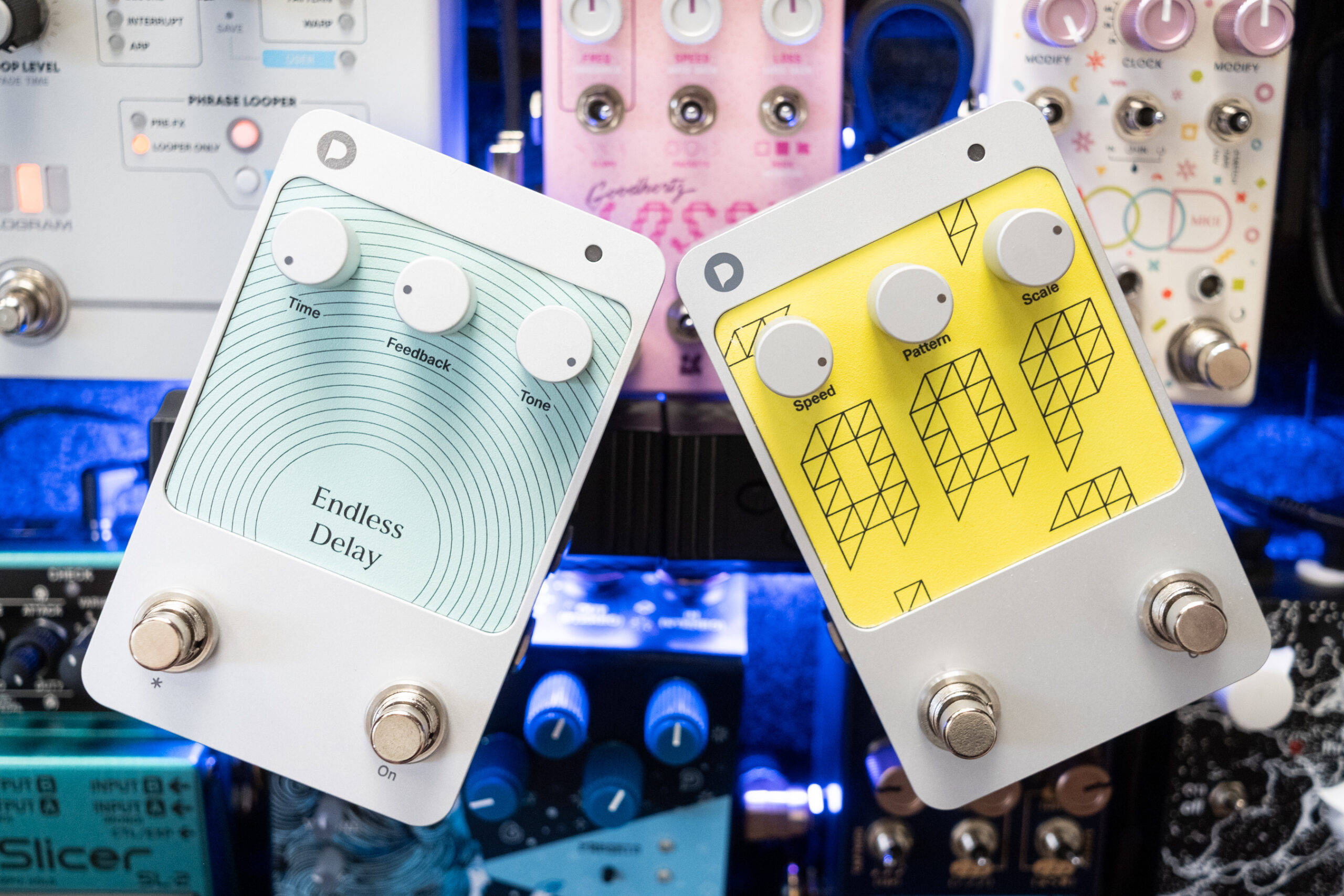 Two Polyend Endless pedals with different effects “Plates” on them: ARP and Endless Delay.