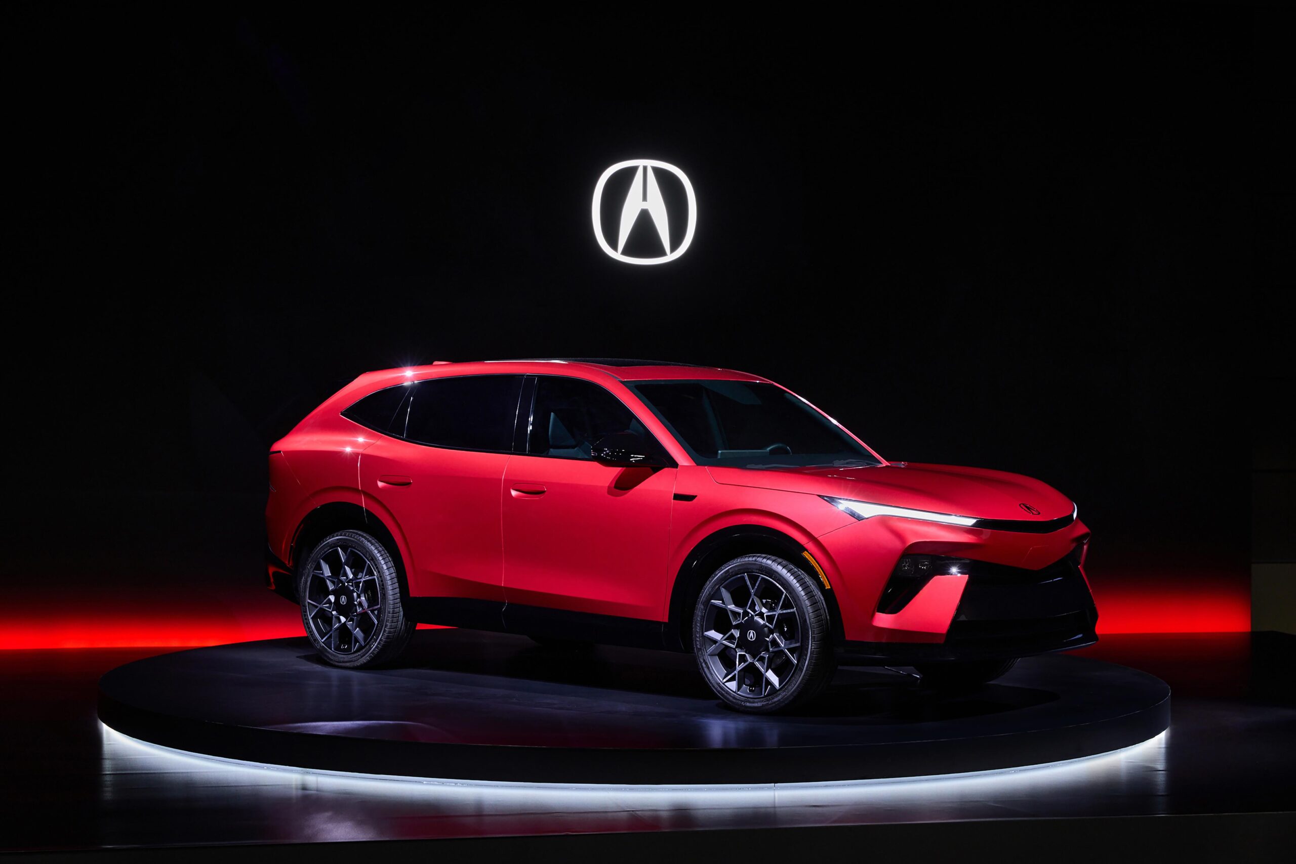 A red prototype of the Honda Acura RDX