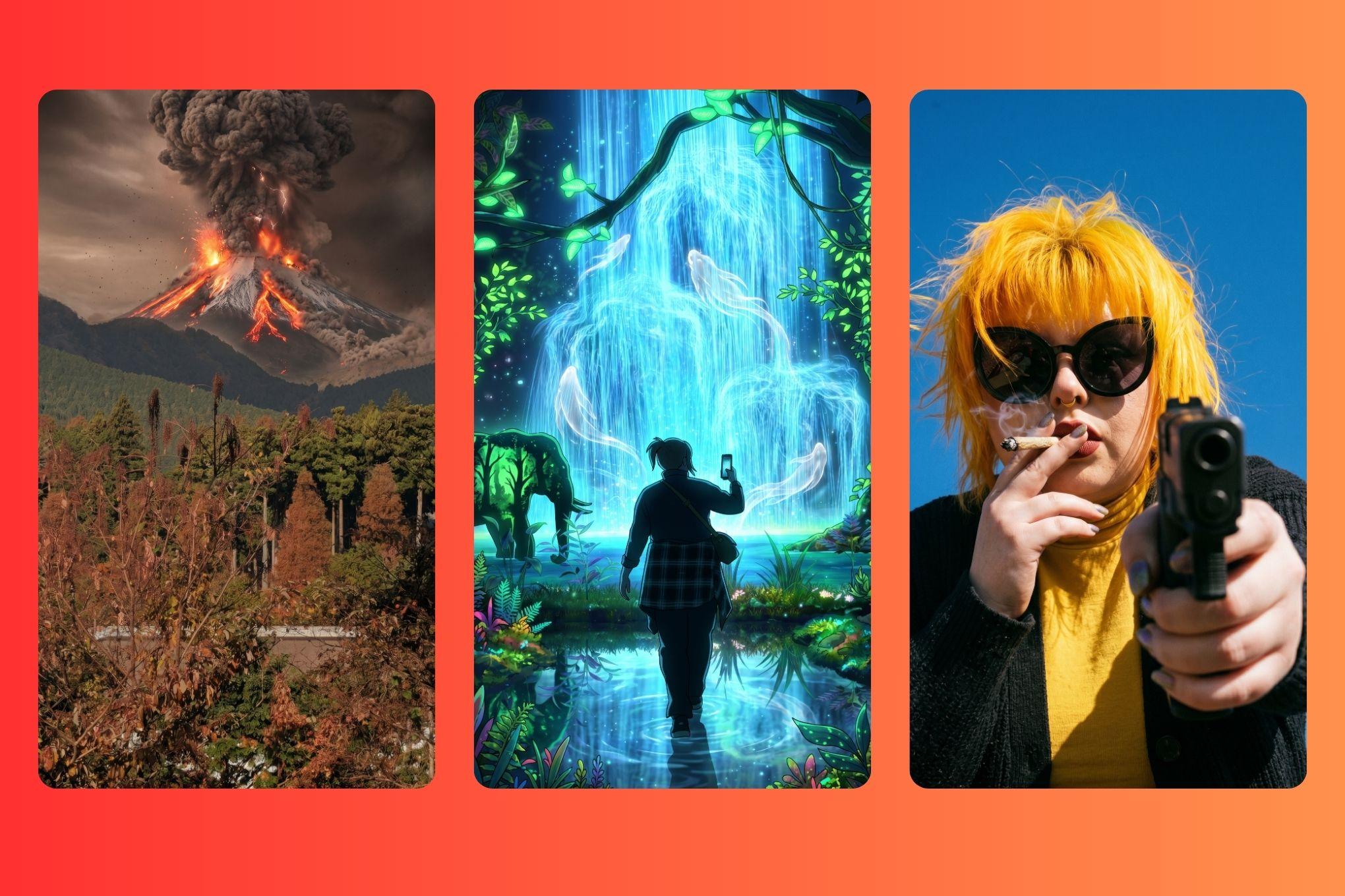 A collection of images that have been edited using Adobe’s Firefly AI Assistant chatbot.