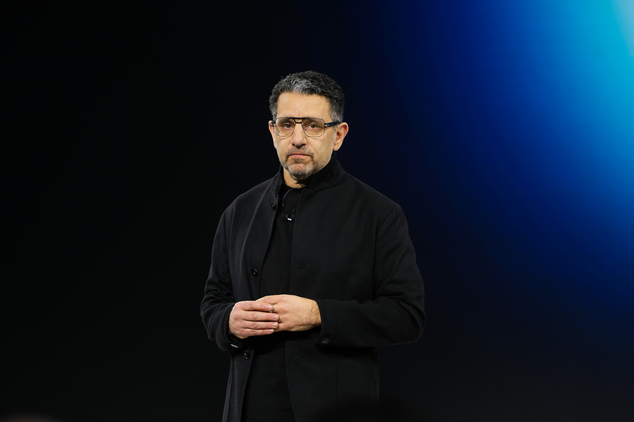 A photo of Panos Panay, Amazon’s senior VP of devices and services, at the company’s Alexa Plus event.