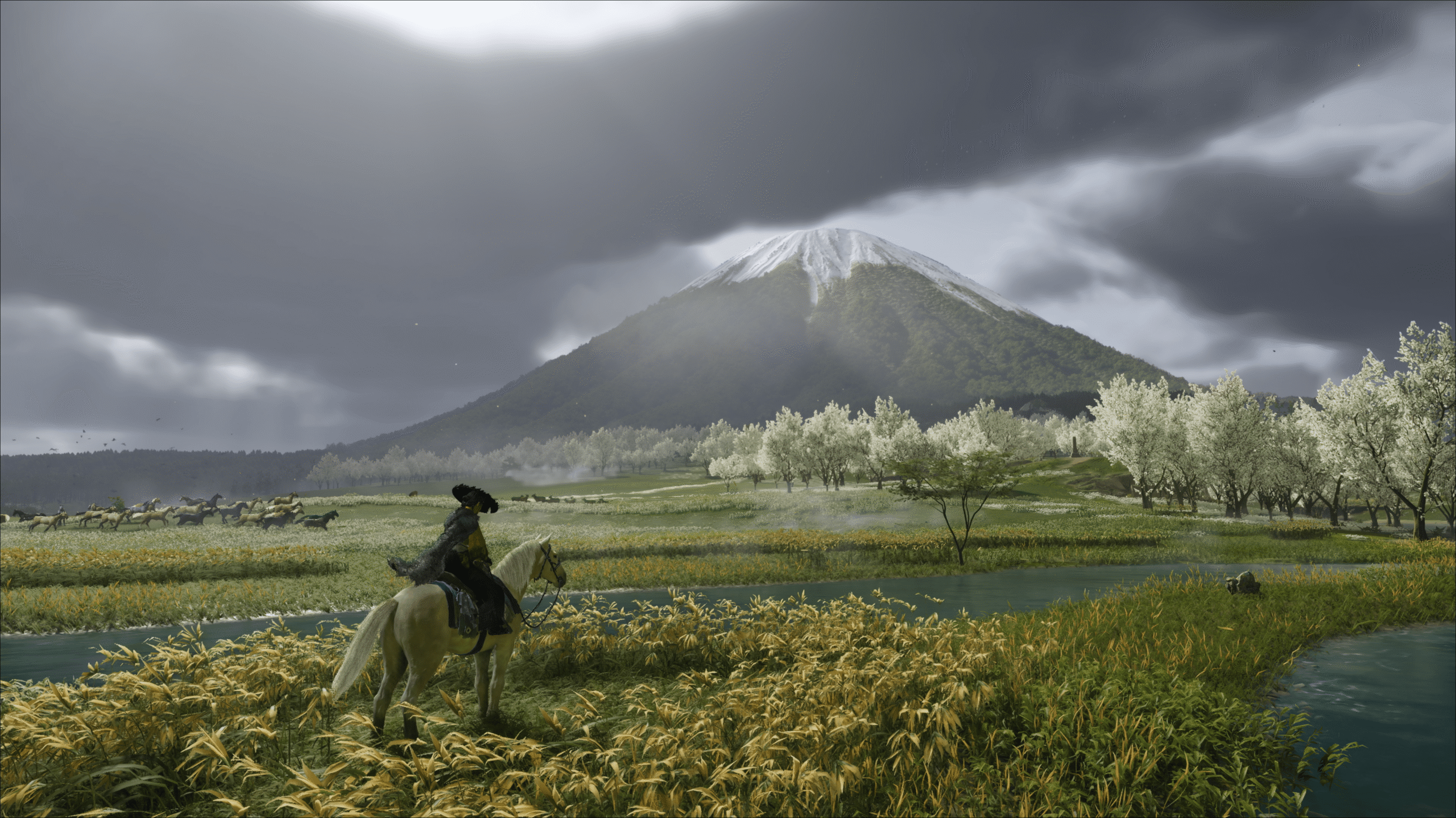 A screenshot from the video game Ghost of Yōtei.