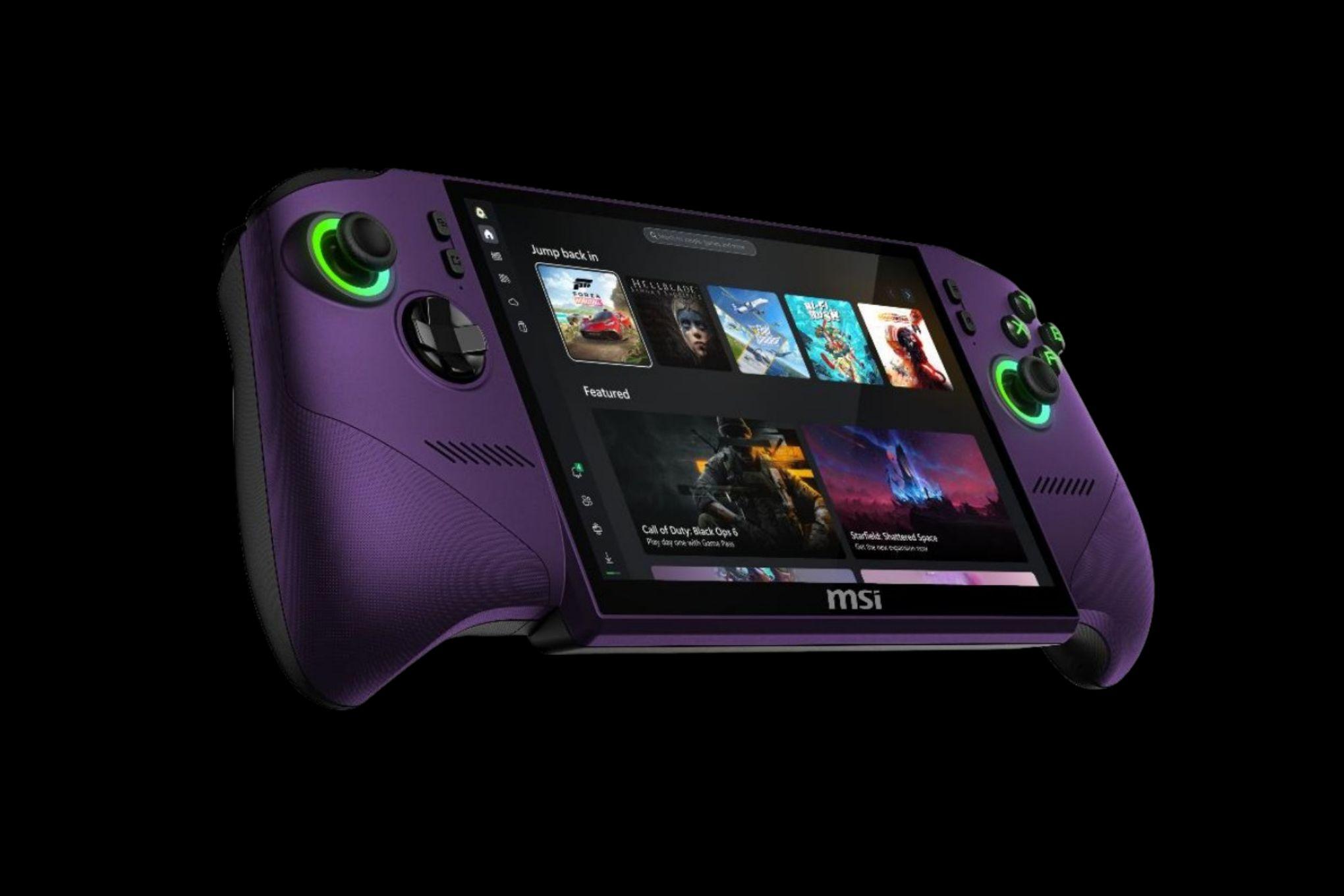 The MSI Claw 8 EX AI Plus gaming handheld.