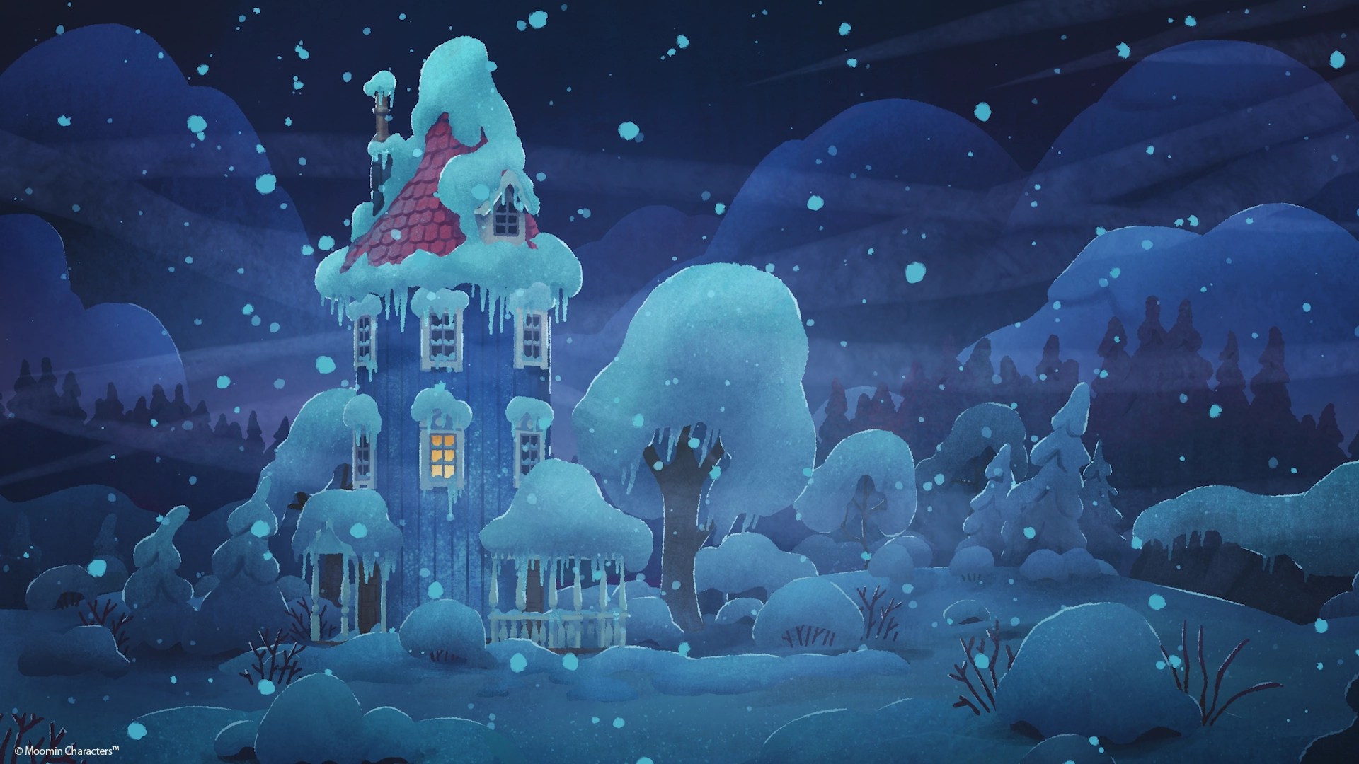 A screenshot from the video game Moomintroll: Winter’s Warmth.