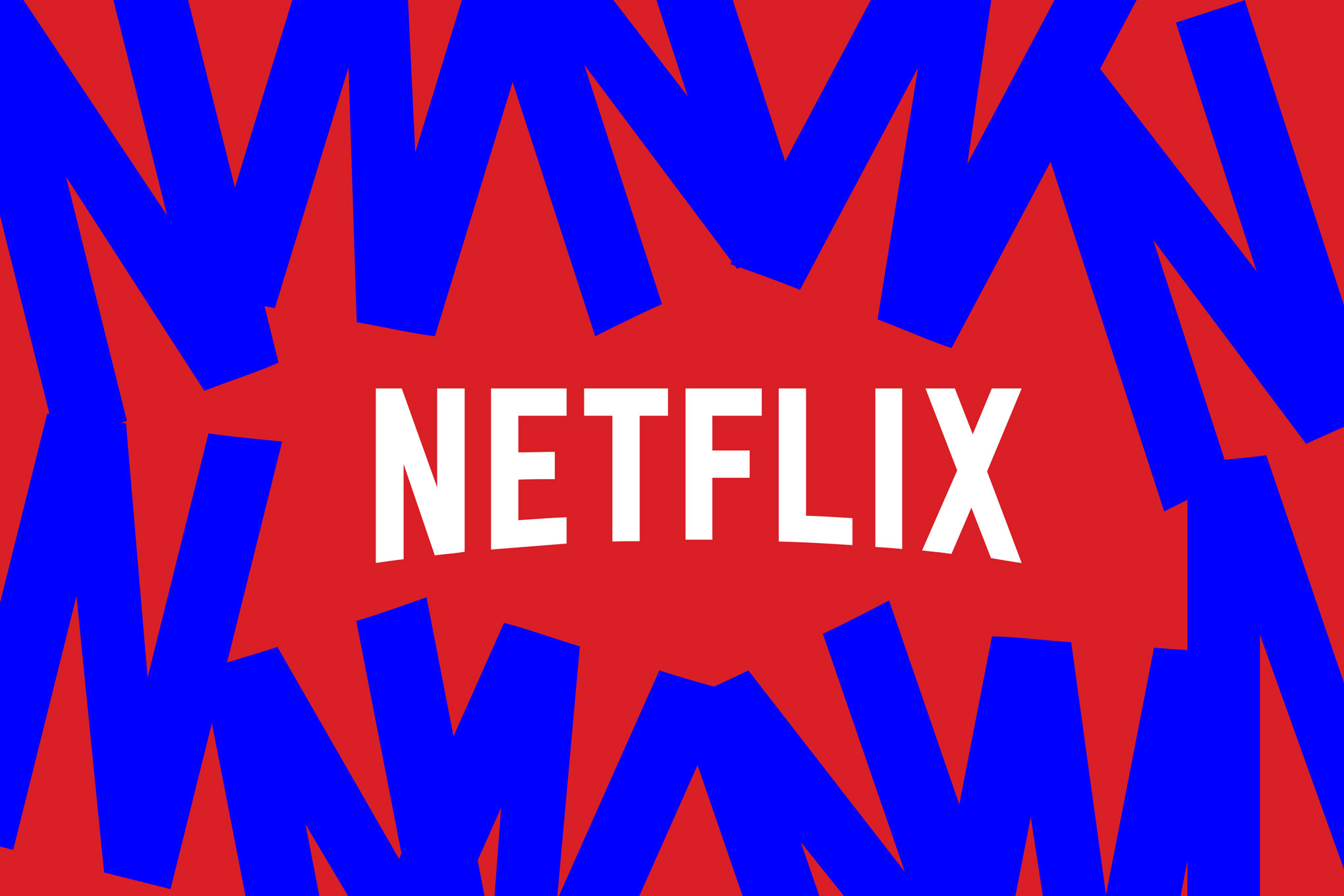The Netflix logo on a red and blue background.
