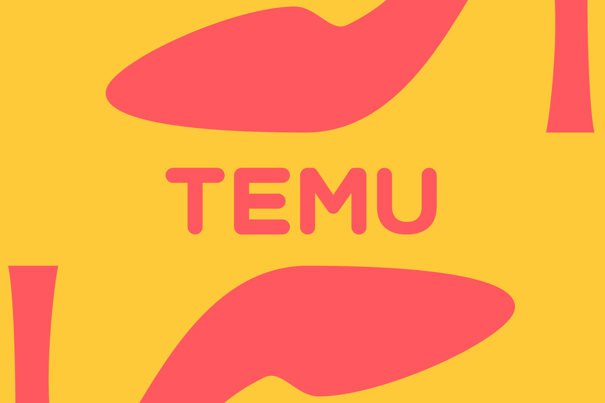 An image of the Temu logo on a yellow and red background