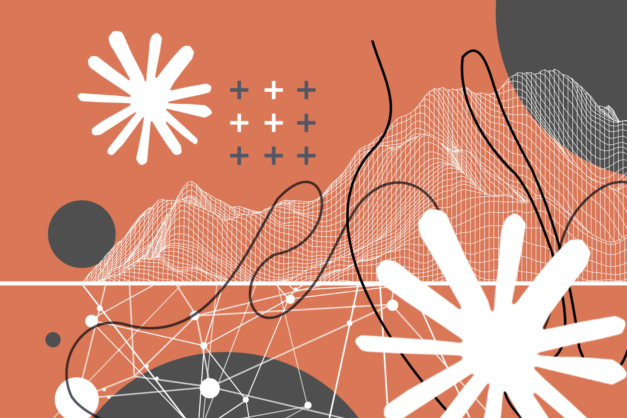 Claude logo with graphic data visualizations.