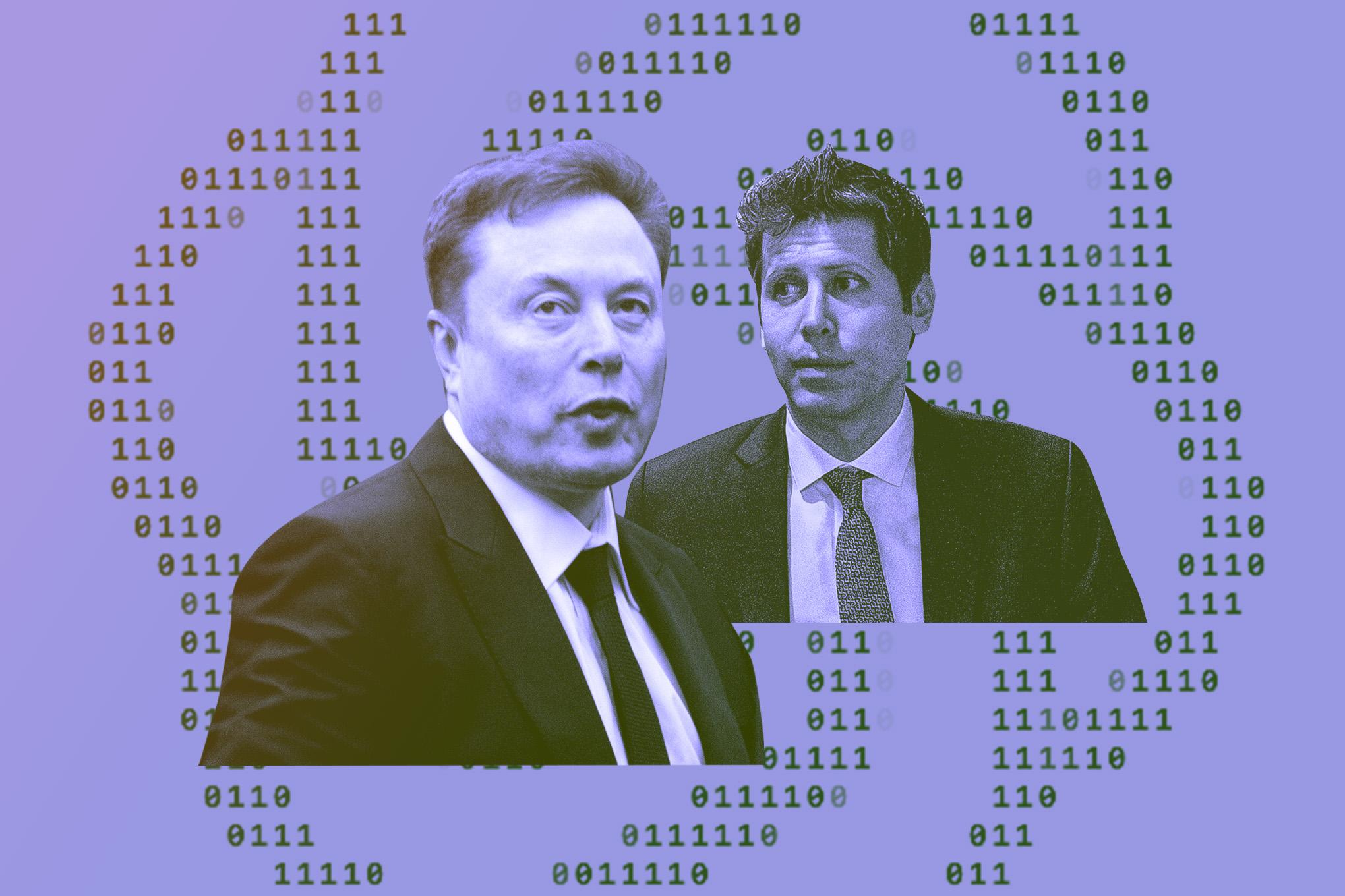 Photo collage of Elon Musk and Sam Altman