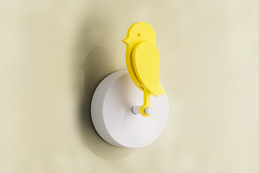 The Birdie Pro air quality monitor mounted on a wall.