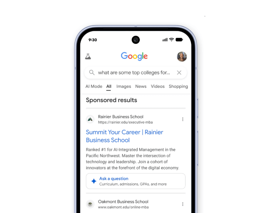 An image of an AI-powered Search ad