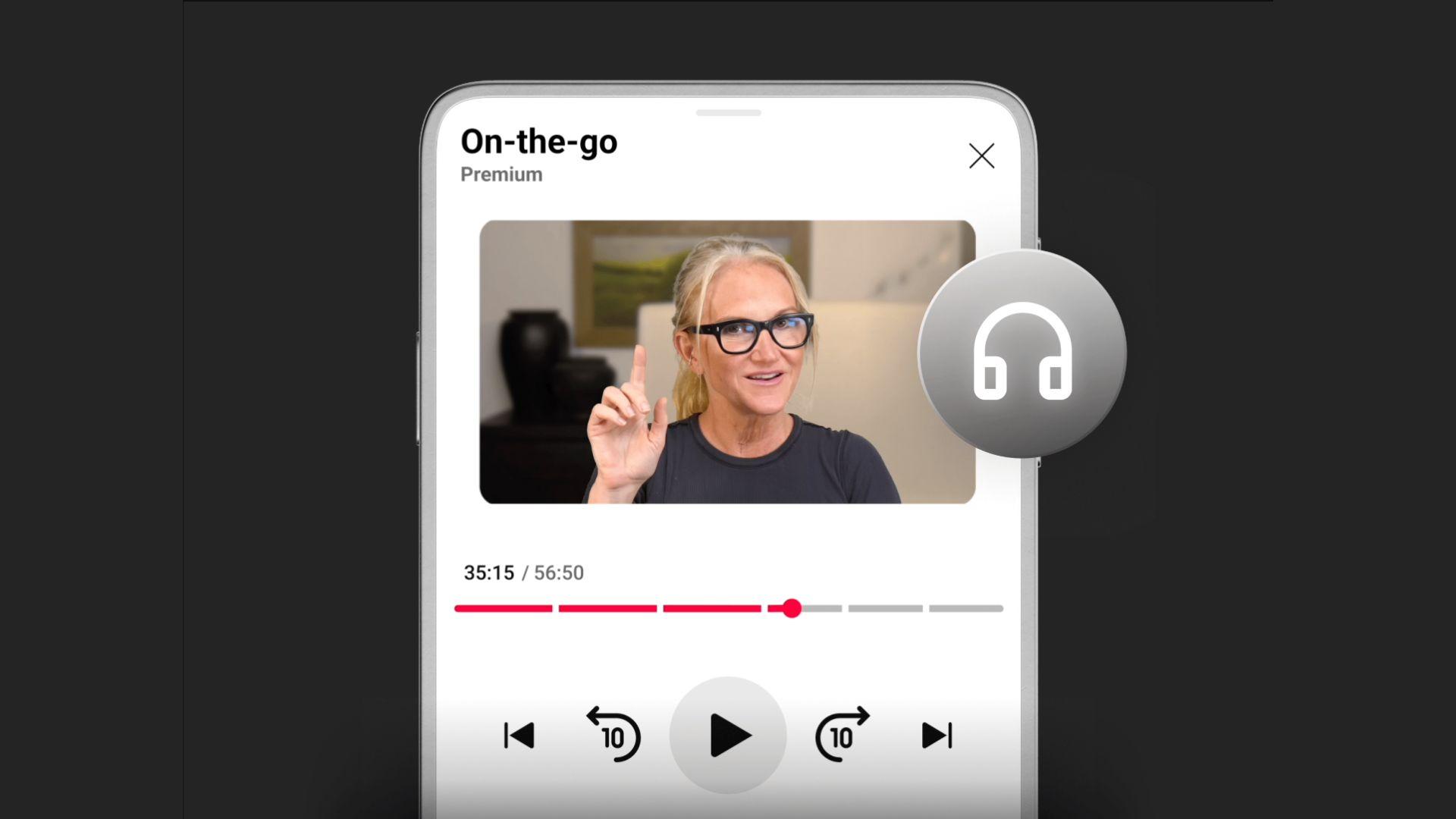 A screenshot of a podcast on YouTube in on-the-go mode