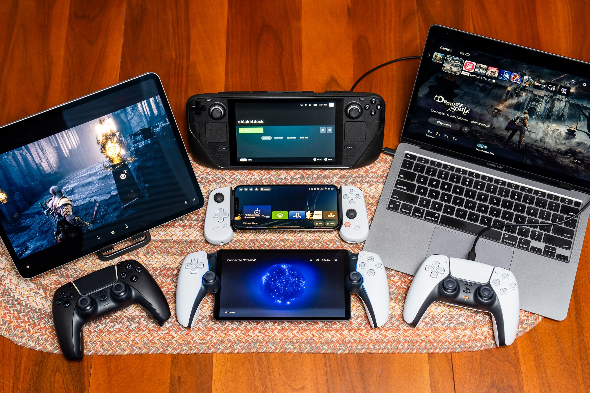 A photo of various devices that let you play PlayStation Remote Play.