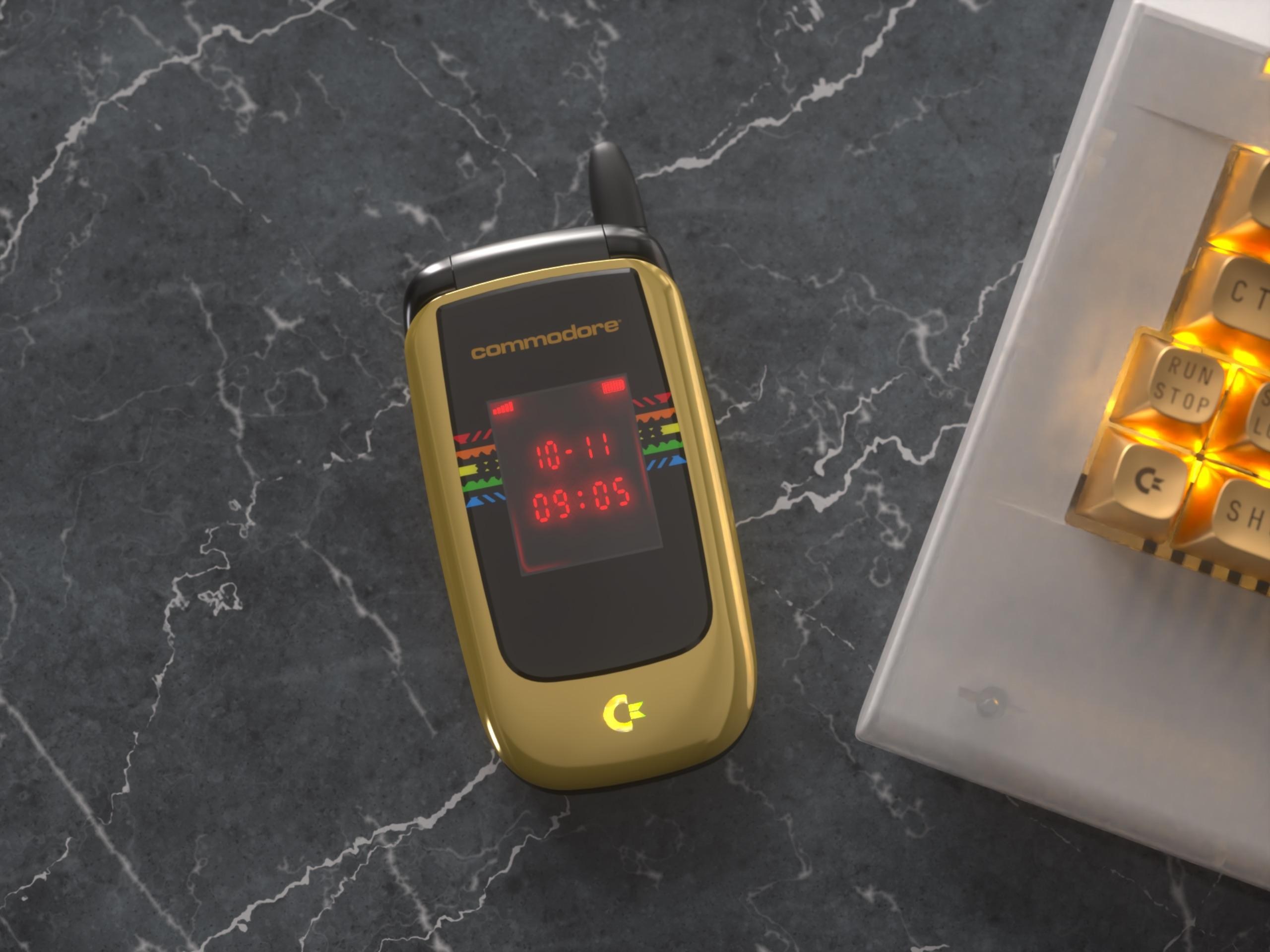 An overhead photo of a flip phone on a desk.