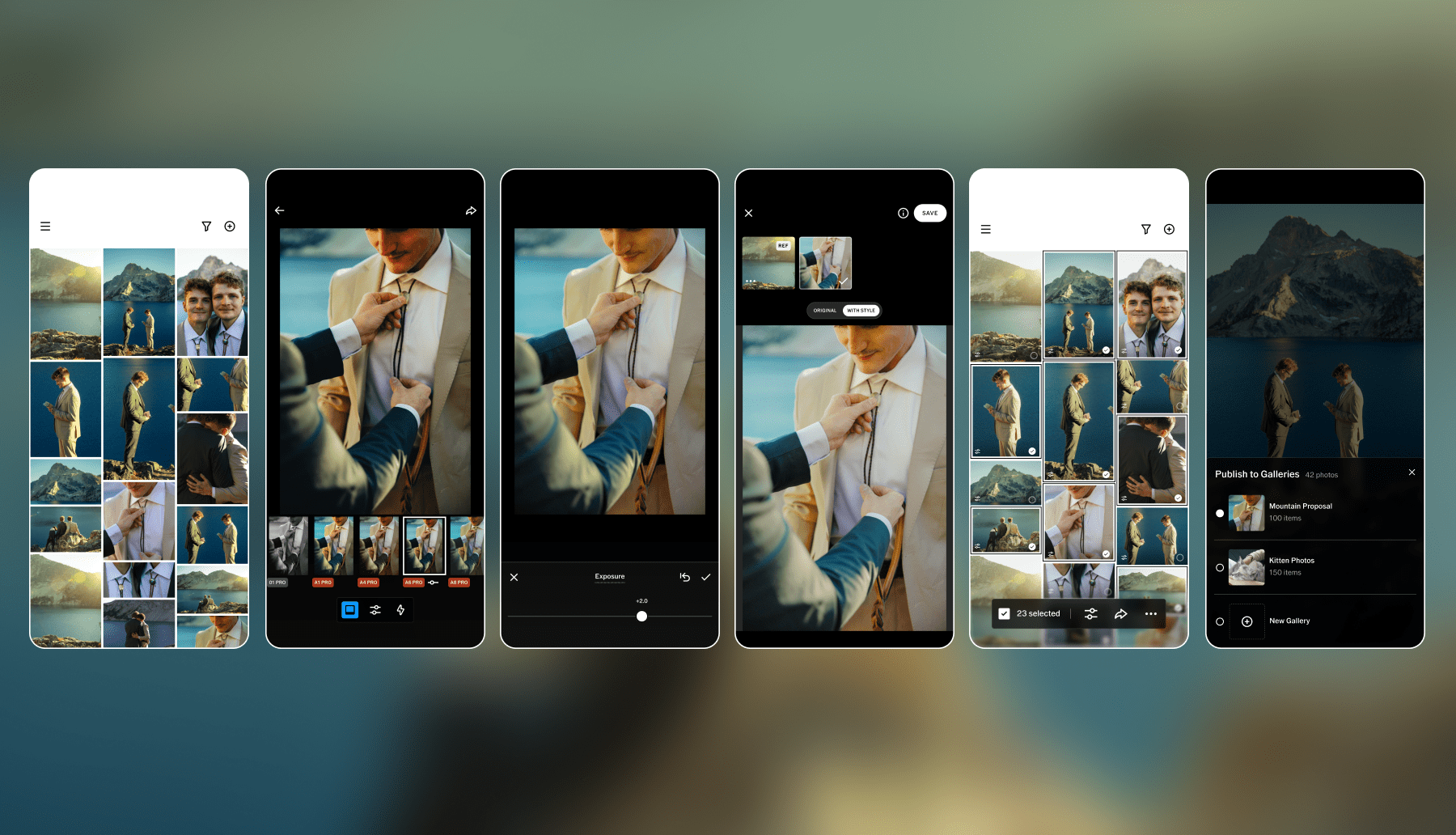 Several screenshots of the VSCO Studio Pro app Several screenshots of the VSCO Studio Pro app