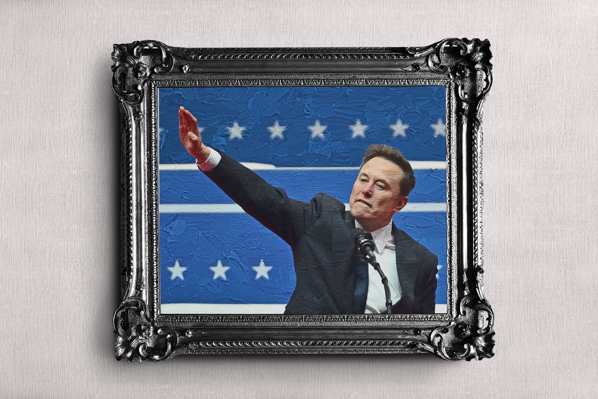 Elon Musk makes a gesture at the inauguration
