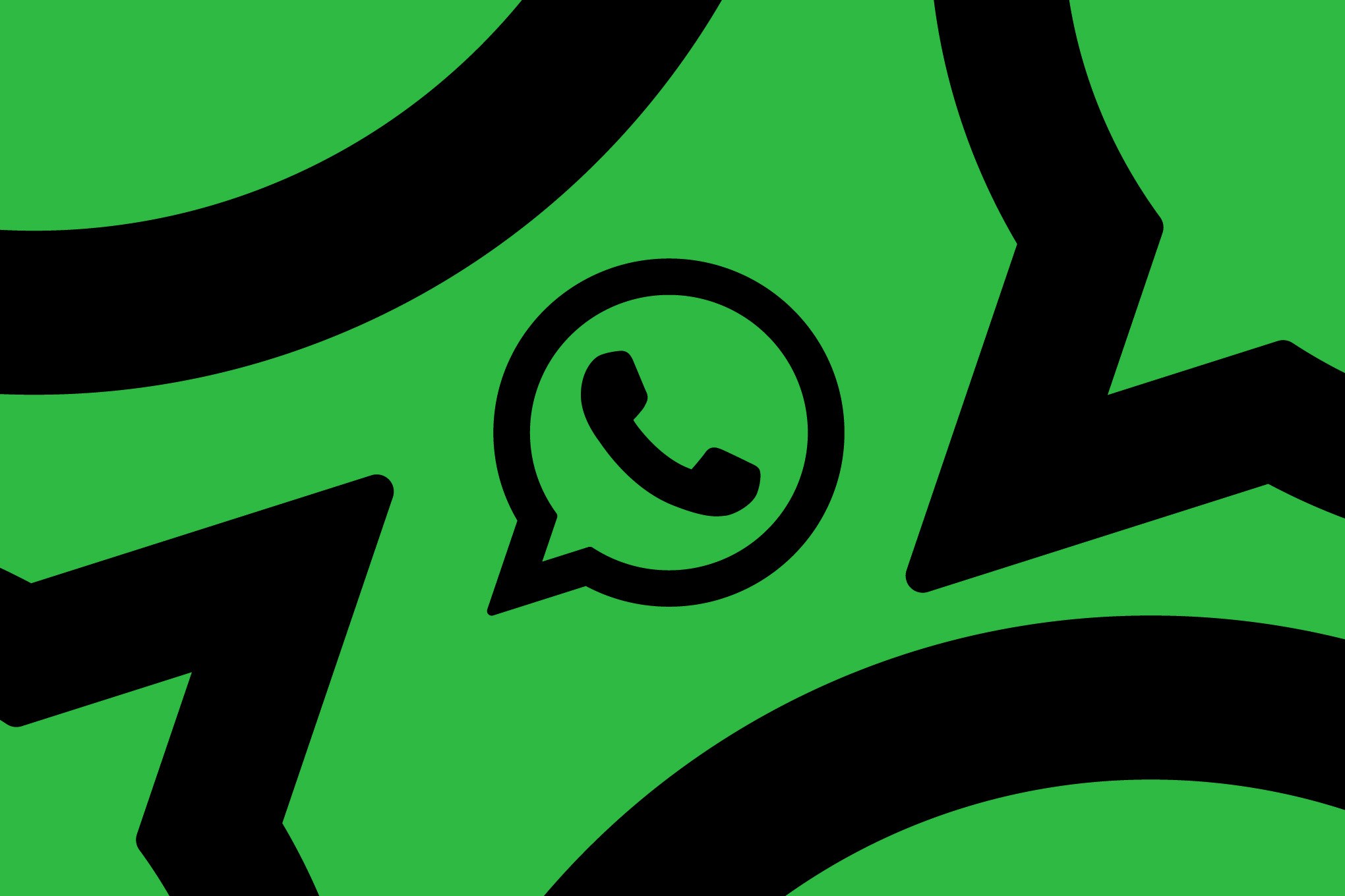 An image showing the WhatsApp logo on a black and green background