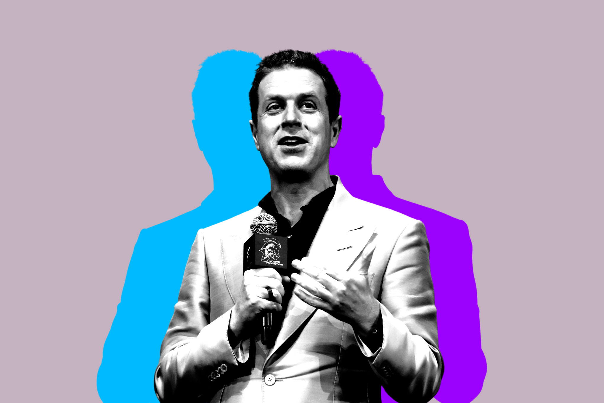 Geoff Keighley on a gray background.