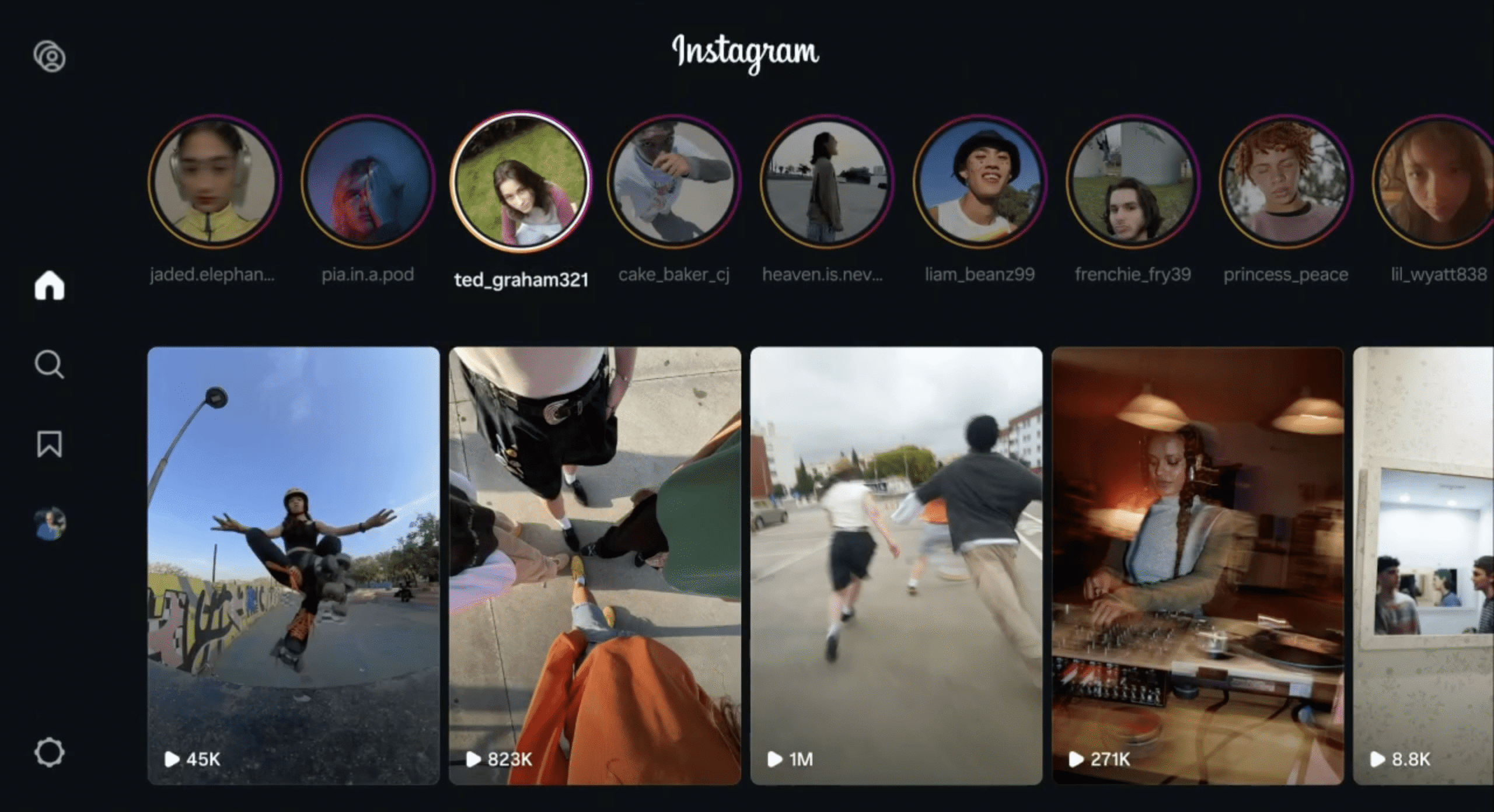 The Instagram for TV homepage.