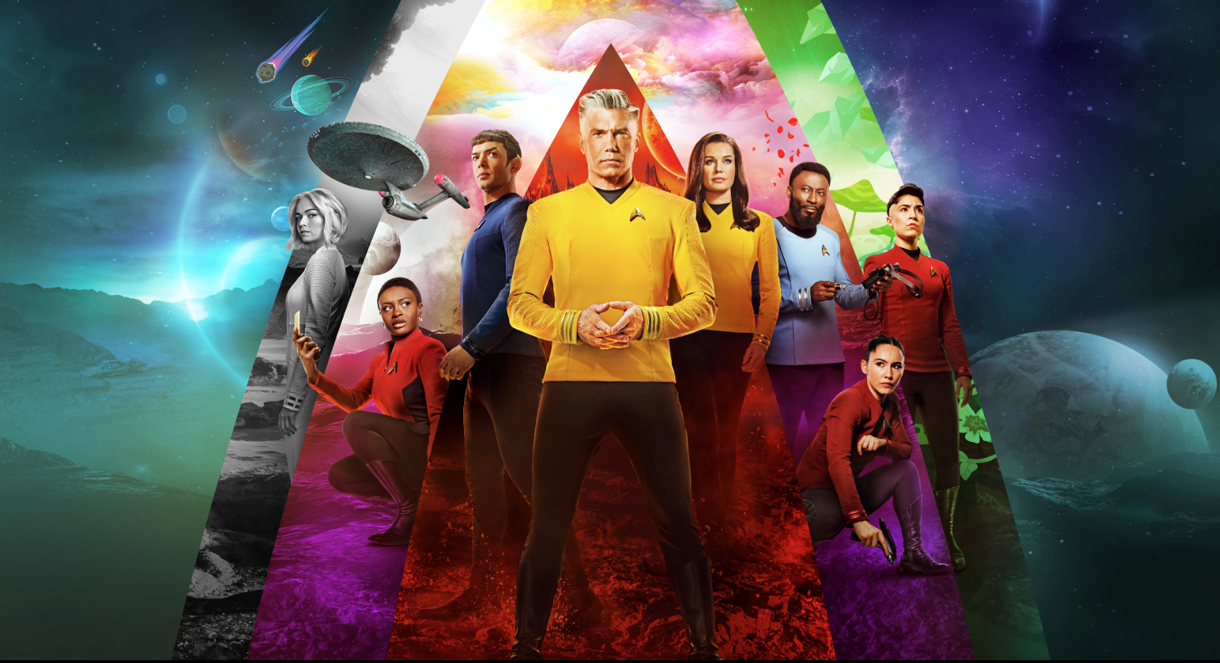 A poster showing the cast of Star Trek: Strange New Worlds