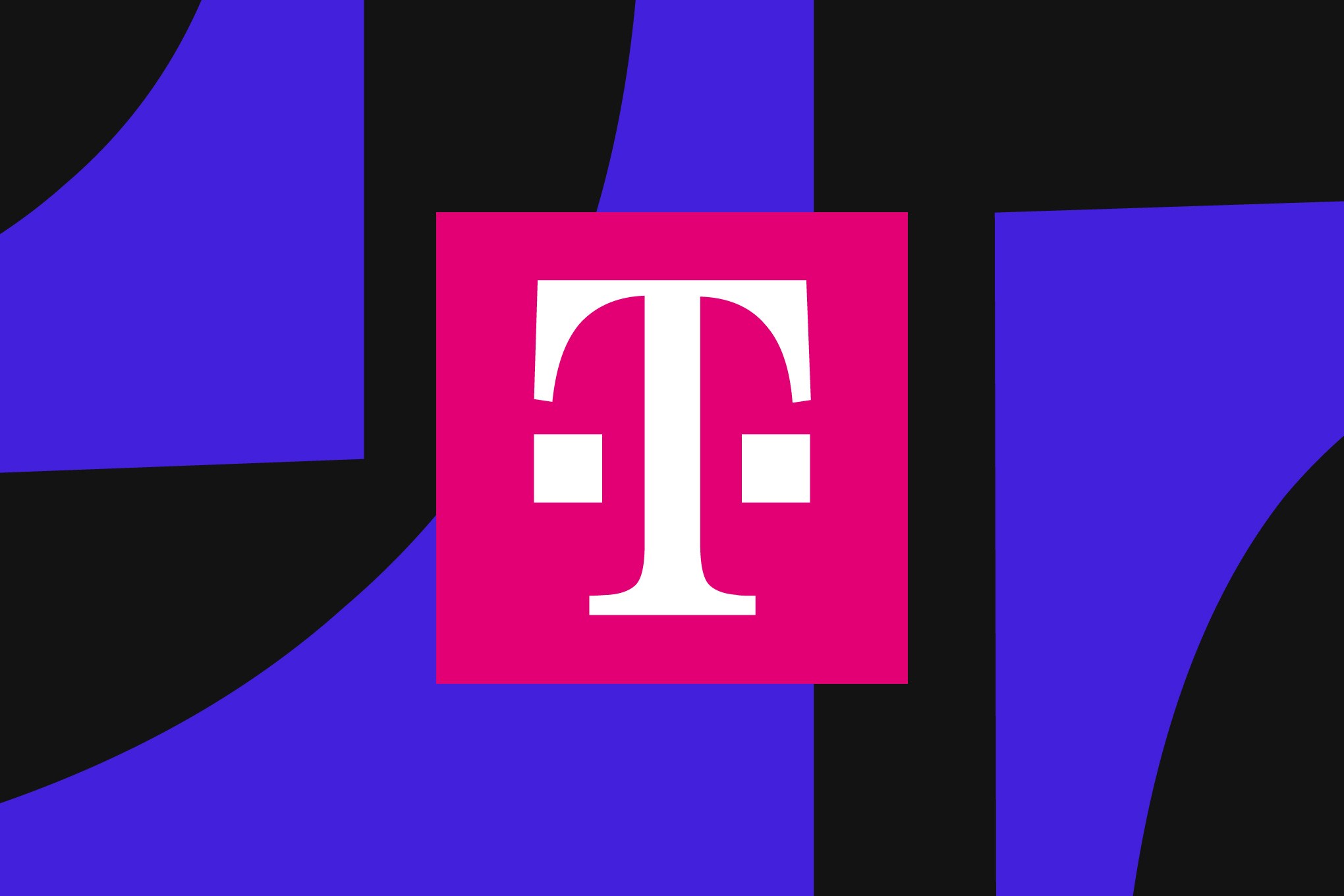 An illustration of the T-Mobile logo on a purple and black background