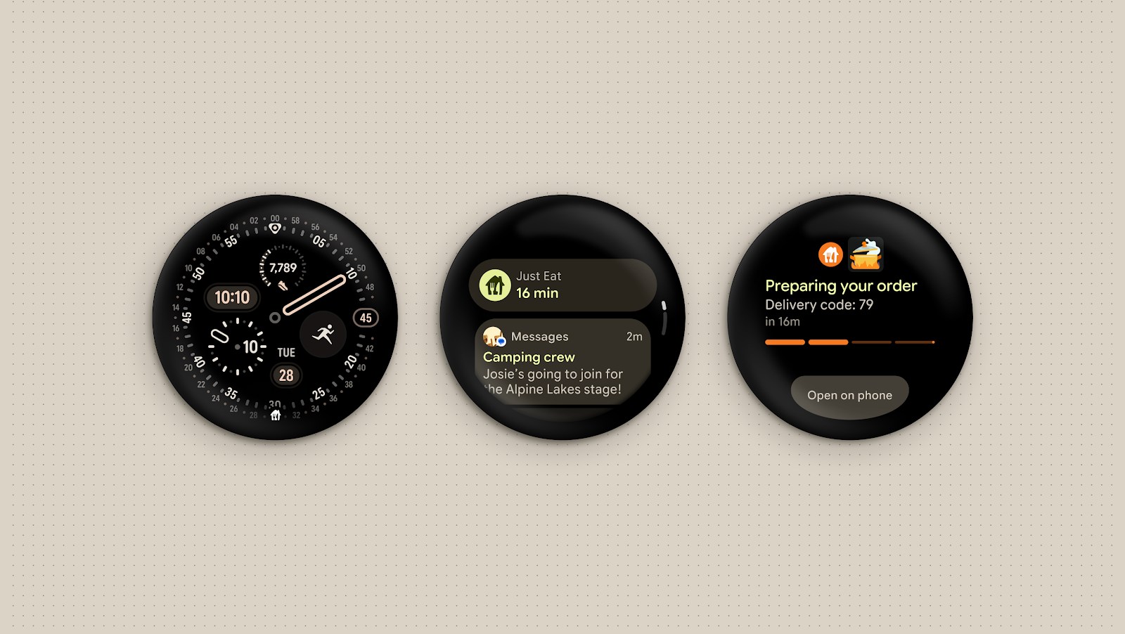 Three Pixel Watch screenshots showing Live Updates