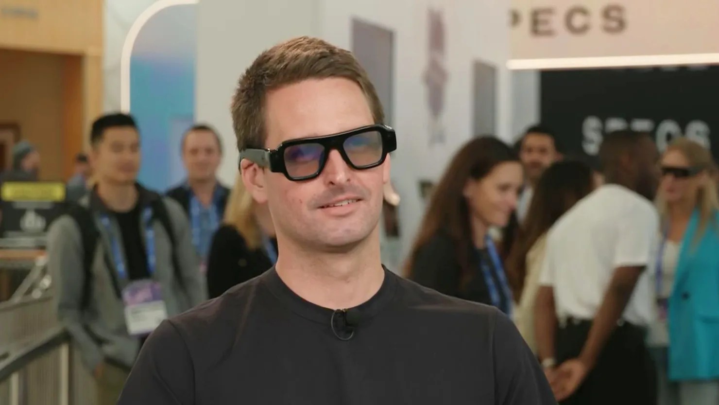 Snap CEO Evan Spiegel wearing the Snap Specs.