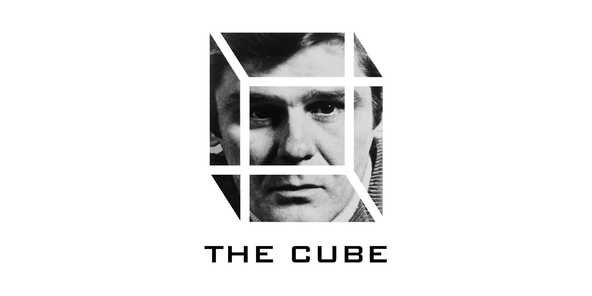 Poster art of Jim Henson’s The Cube featuring a face in a white cube.
