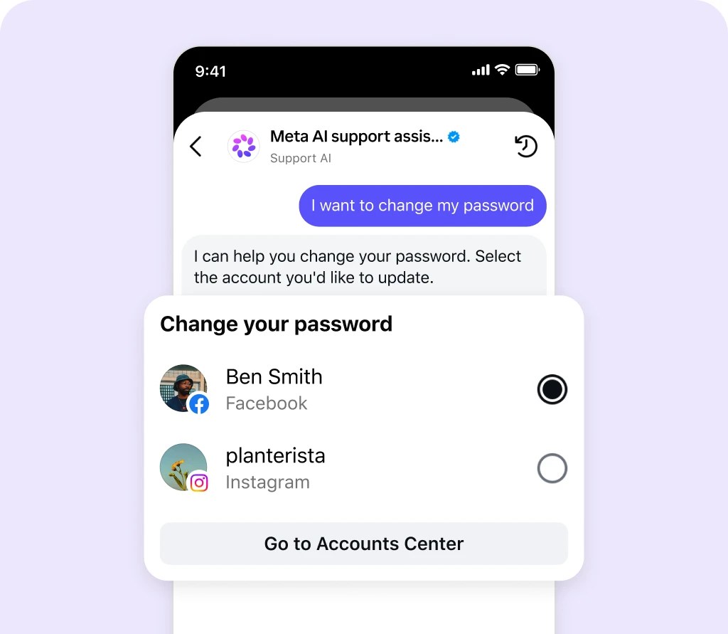 An image of Meta’s AI support chatbot