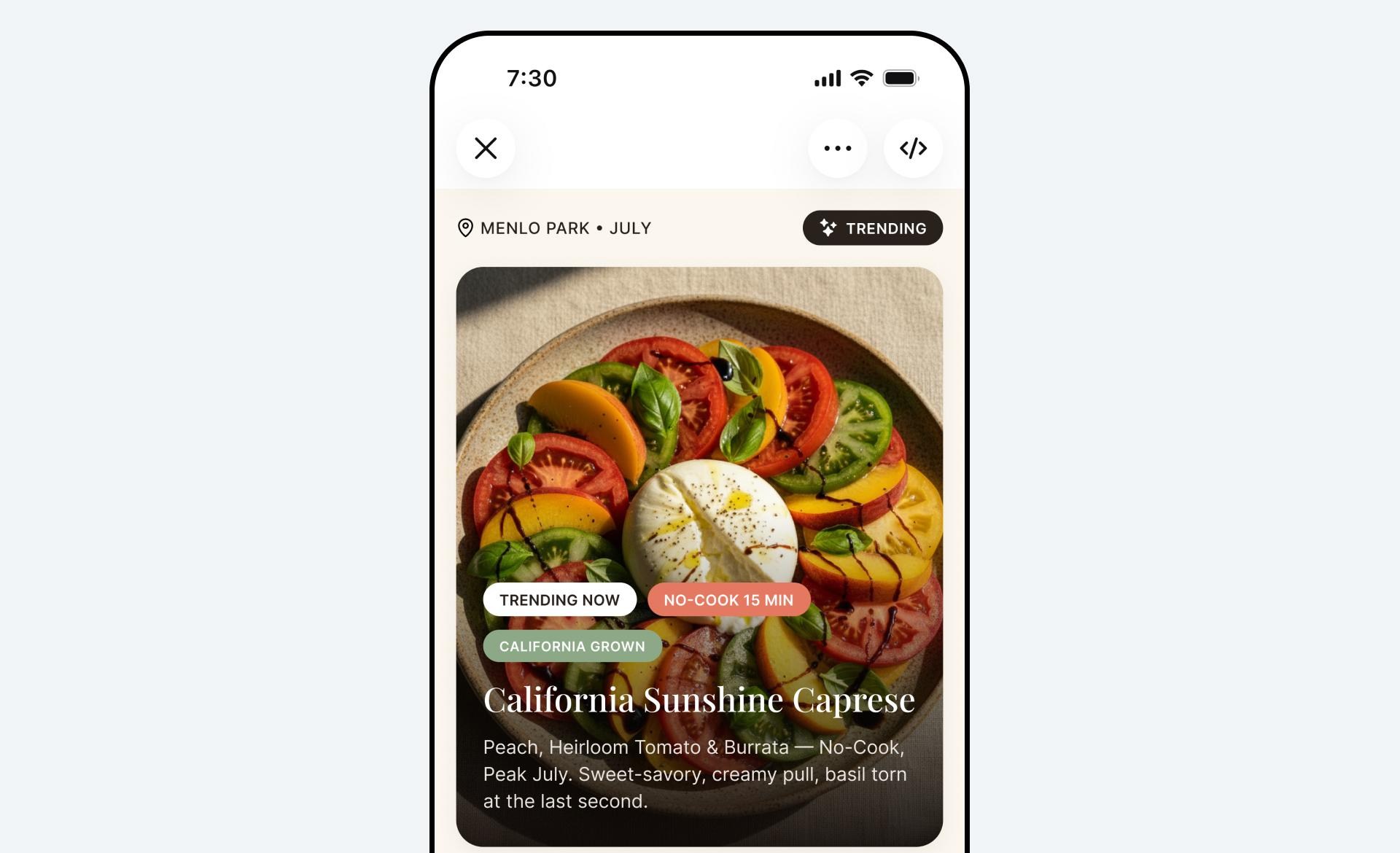 A screenshot of a recipe generated by Meta AI