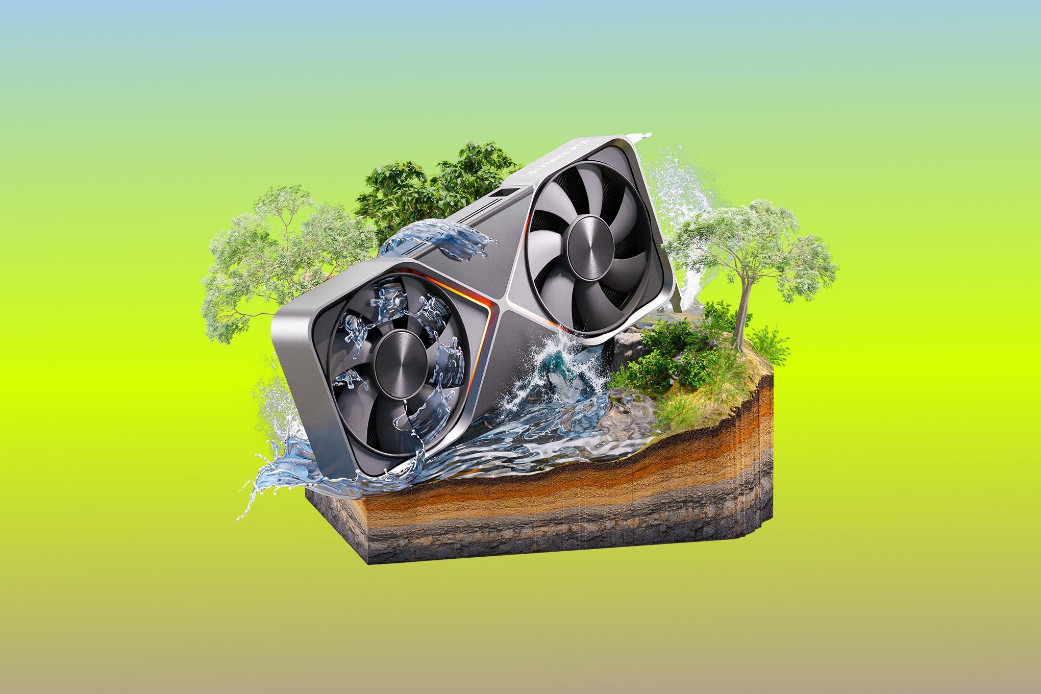 RTX 5090 lodged in a chunk of earth.