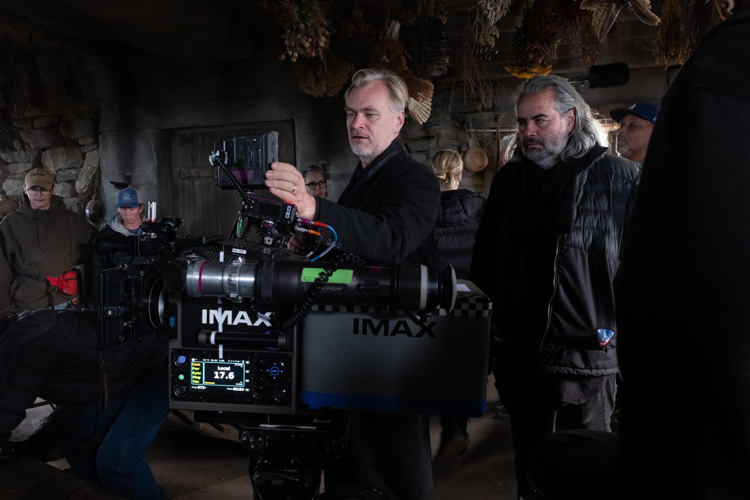 Christopher Nolan on-set filming a scene for The Odyssey.
