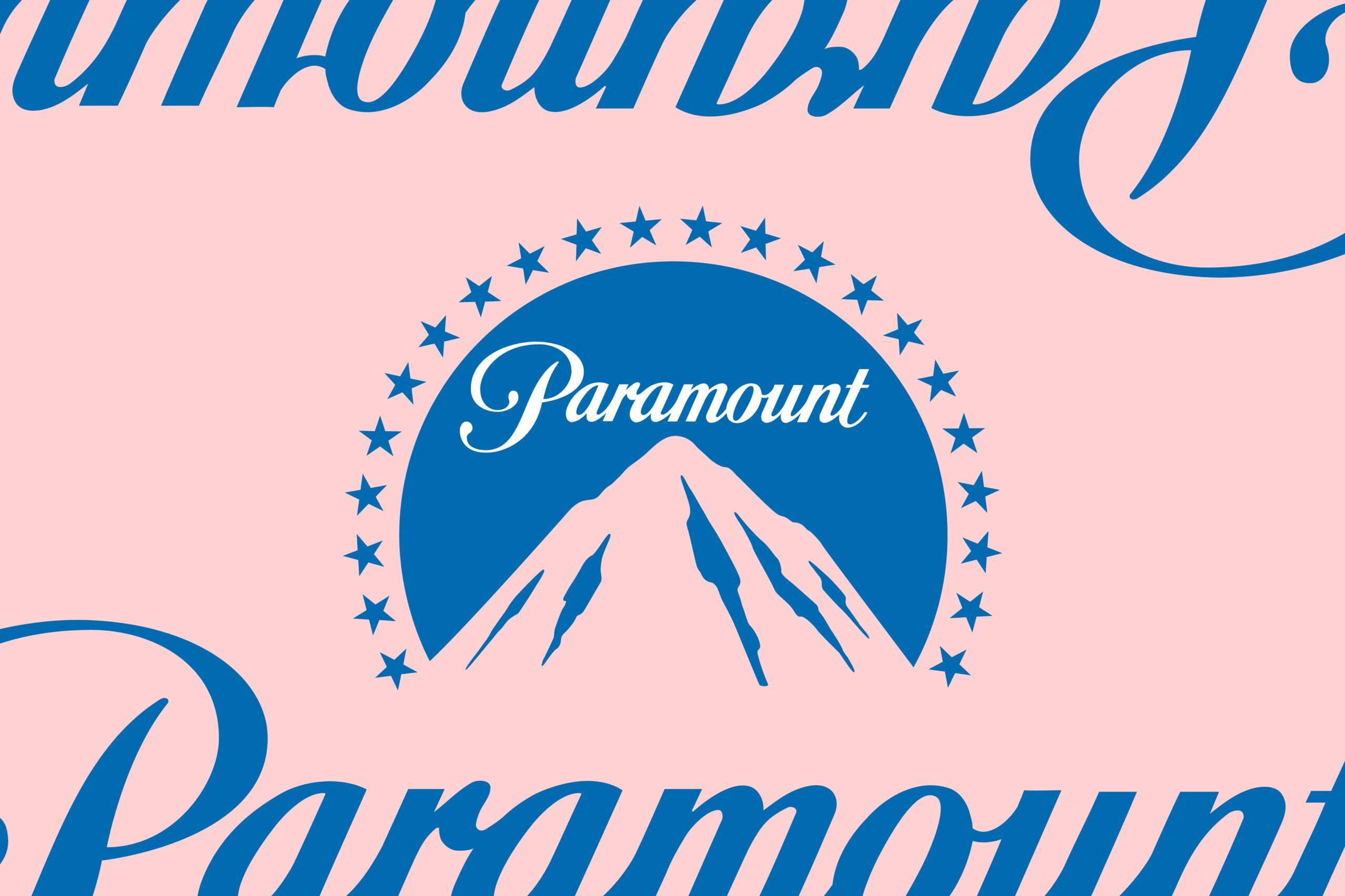 Paramount logo on a pink background.