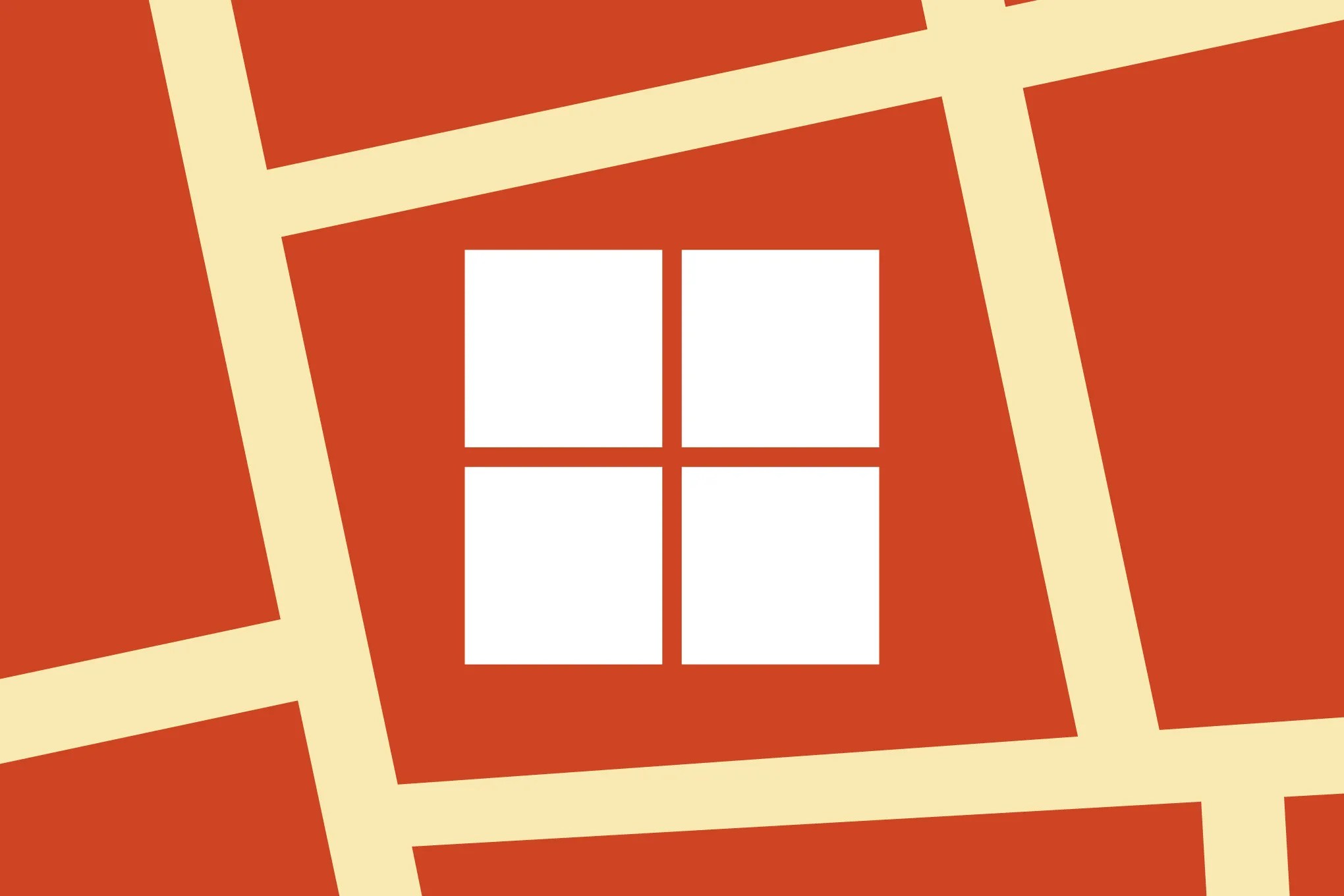 The Windows logo on an orange background.