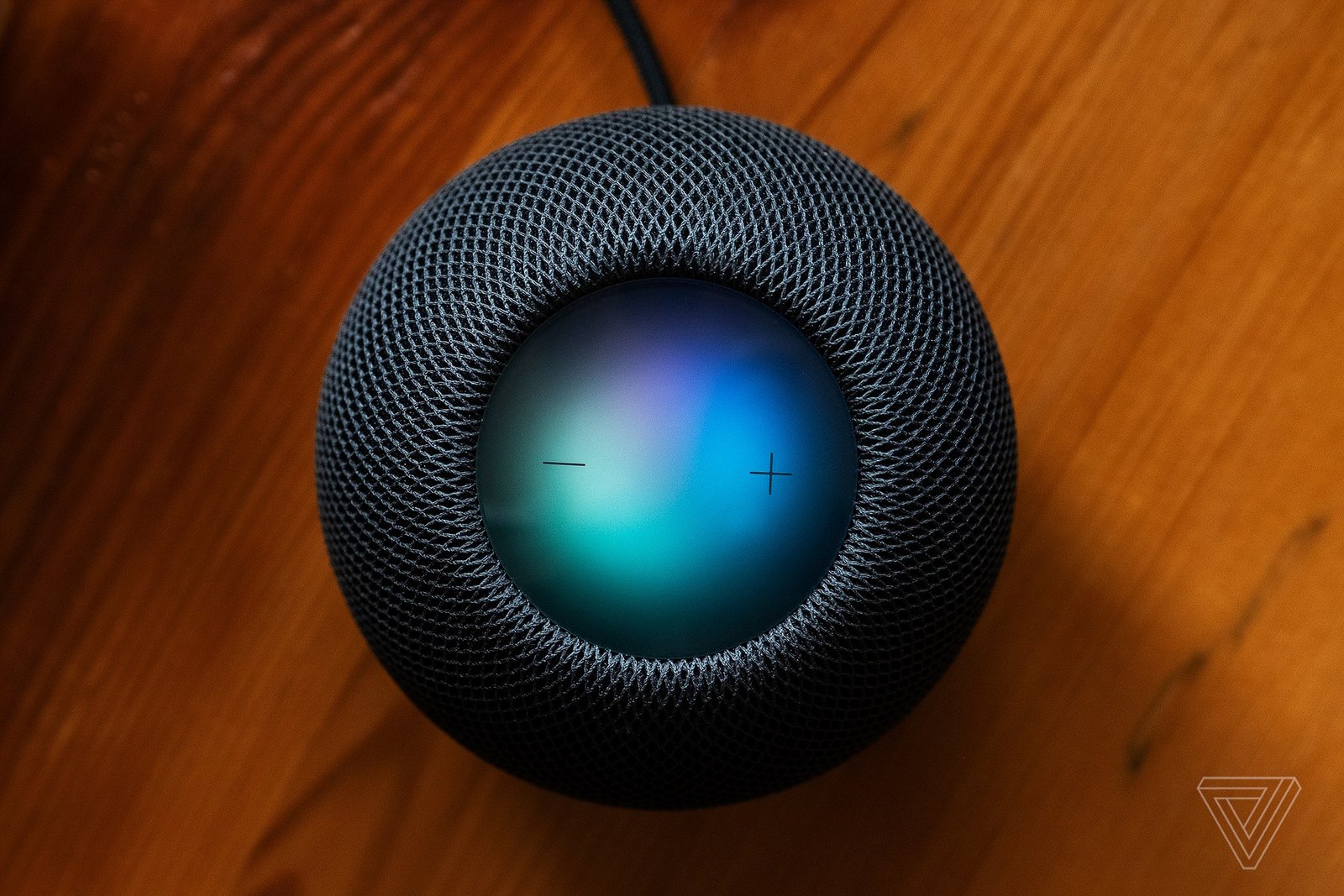 Top-down picture of a black HomePod Mini