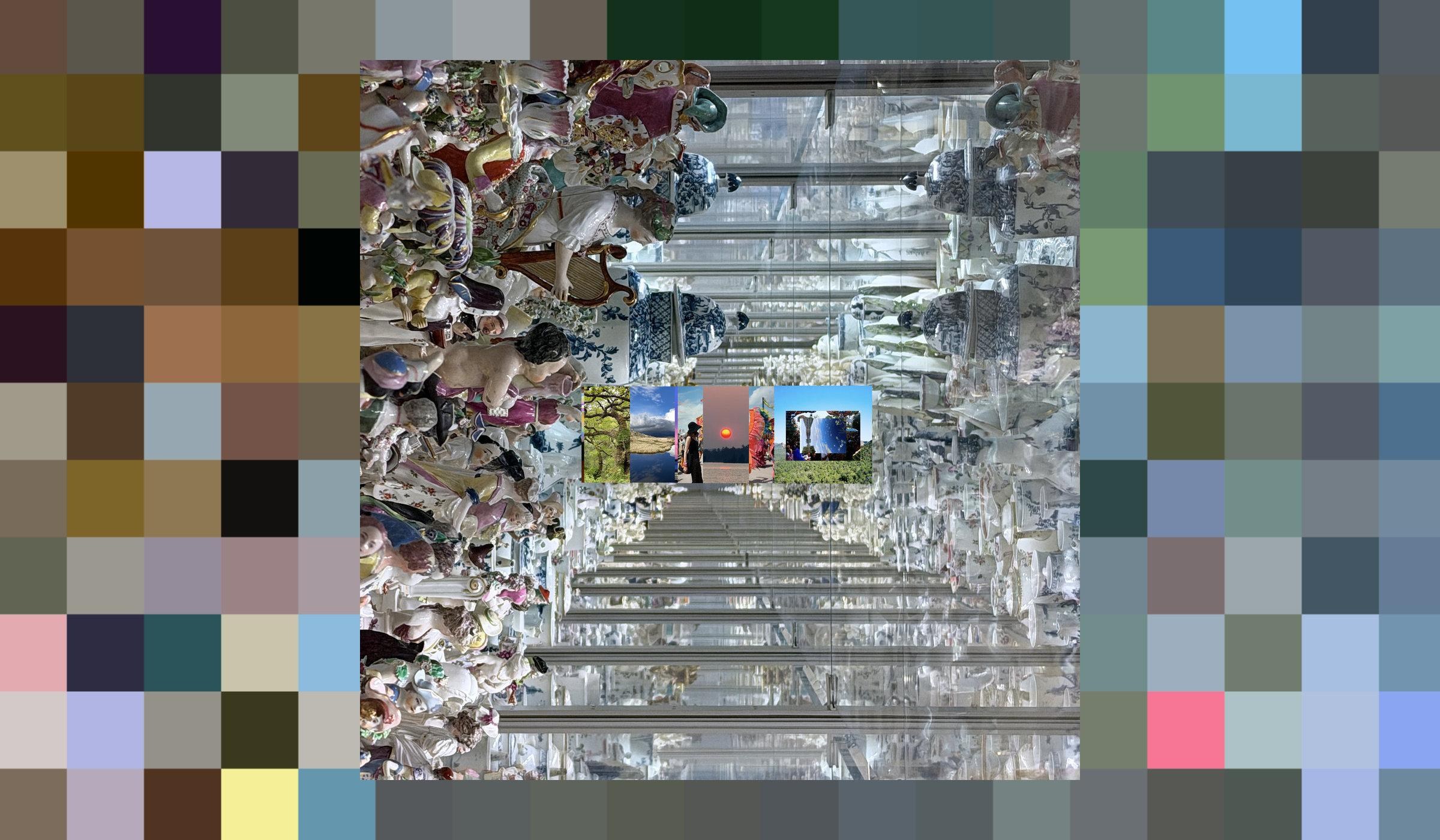 Cover of Four Tet’s Wingdings which is chaotic glitchy nonsense. There’s some vases and some porecelein dolls in there I think?