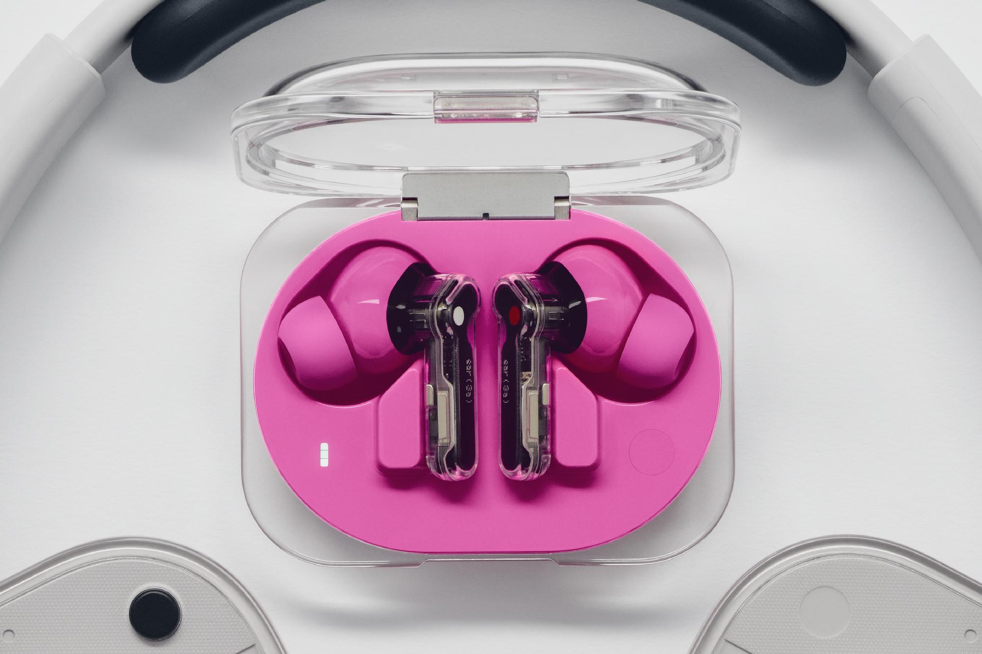 The new Nothing Ear 3A wireless earbuds in the pink color option.