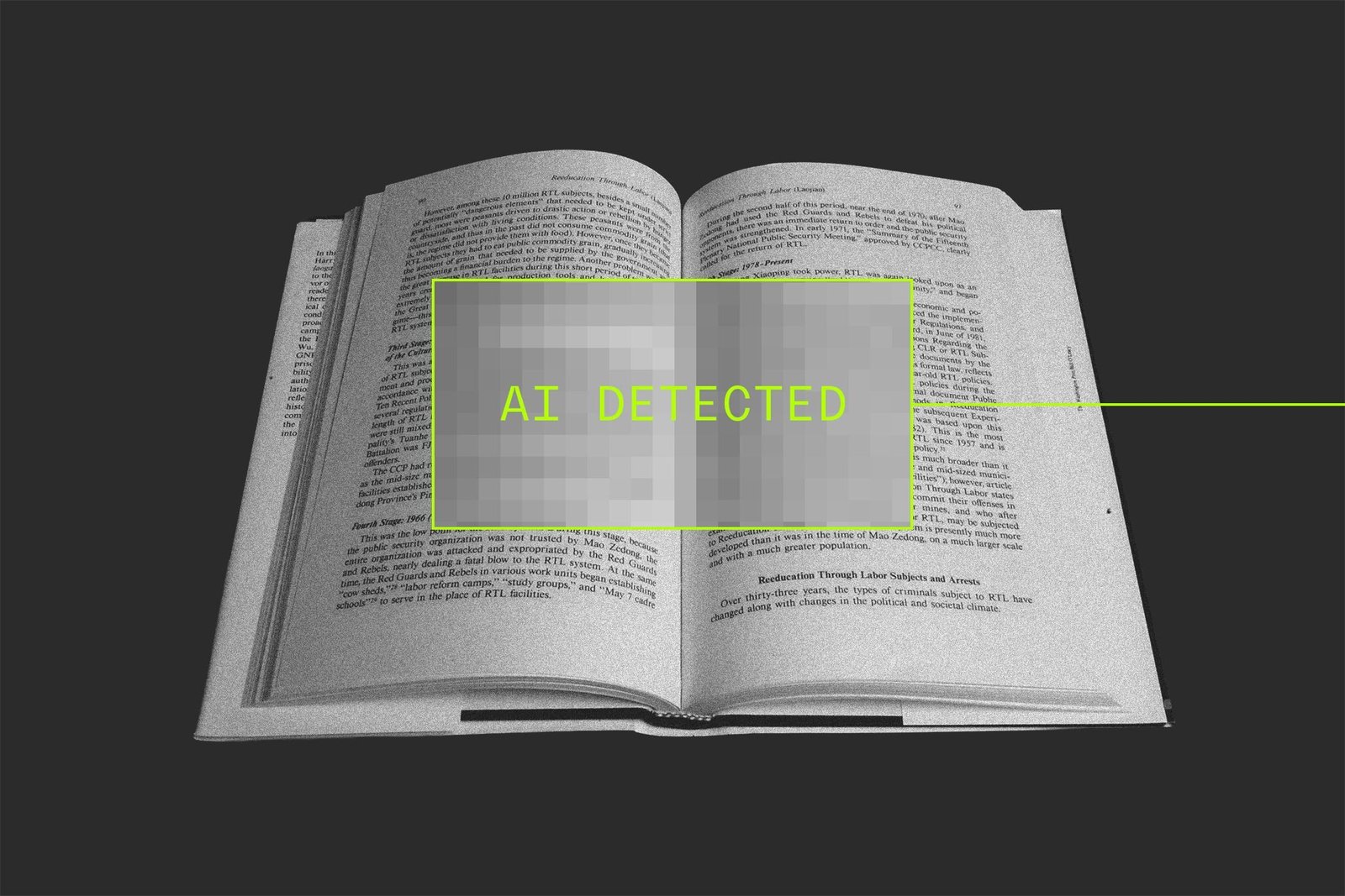 A book that is being scanned for possibility of AI-generated text