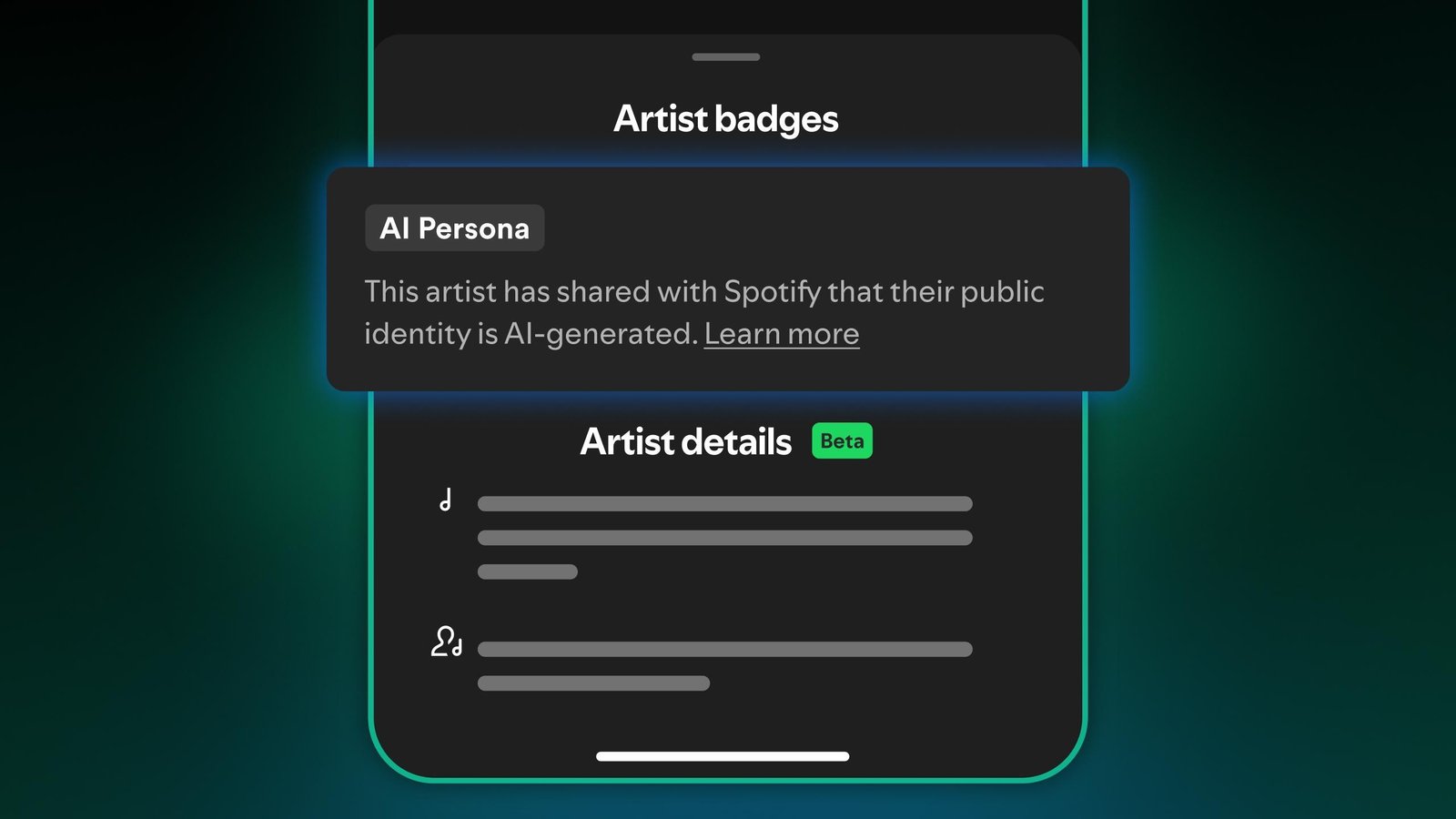 An image showing the AI persona badge on Spotify