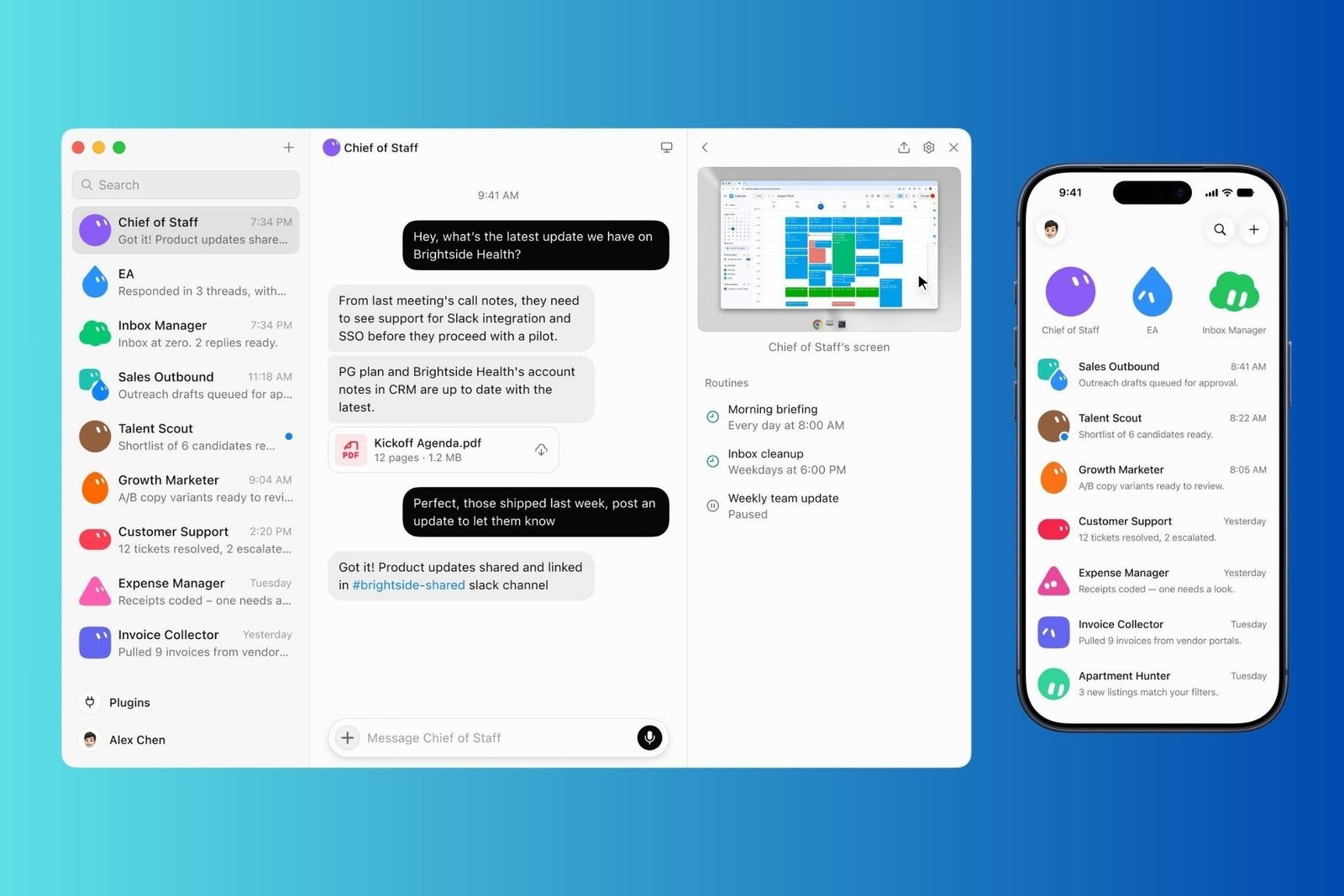 Screenshots showing Grok Bot running on desktop and iOS.