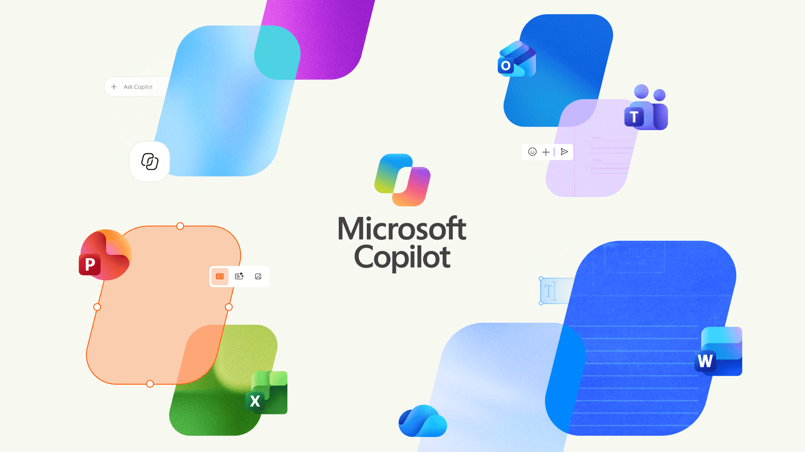 The updated Microsoft Copilot icon surrounded by colorful blocks.