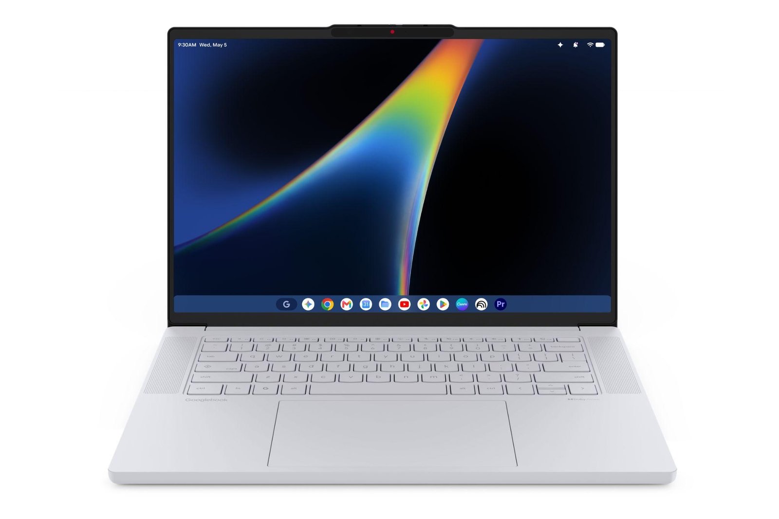 A leaked press image of Lenovo’s upcoming Googlebook laptop.