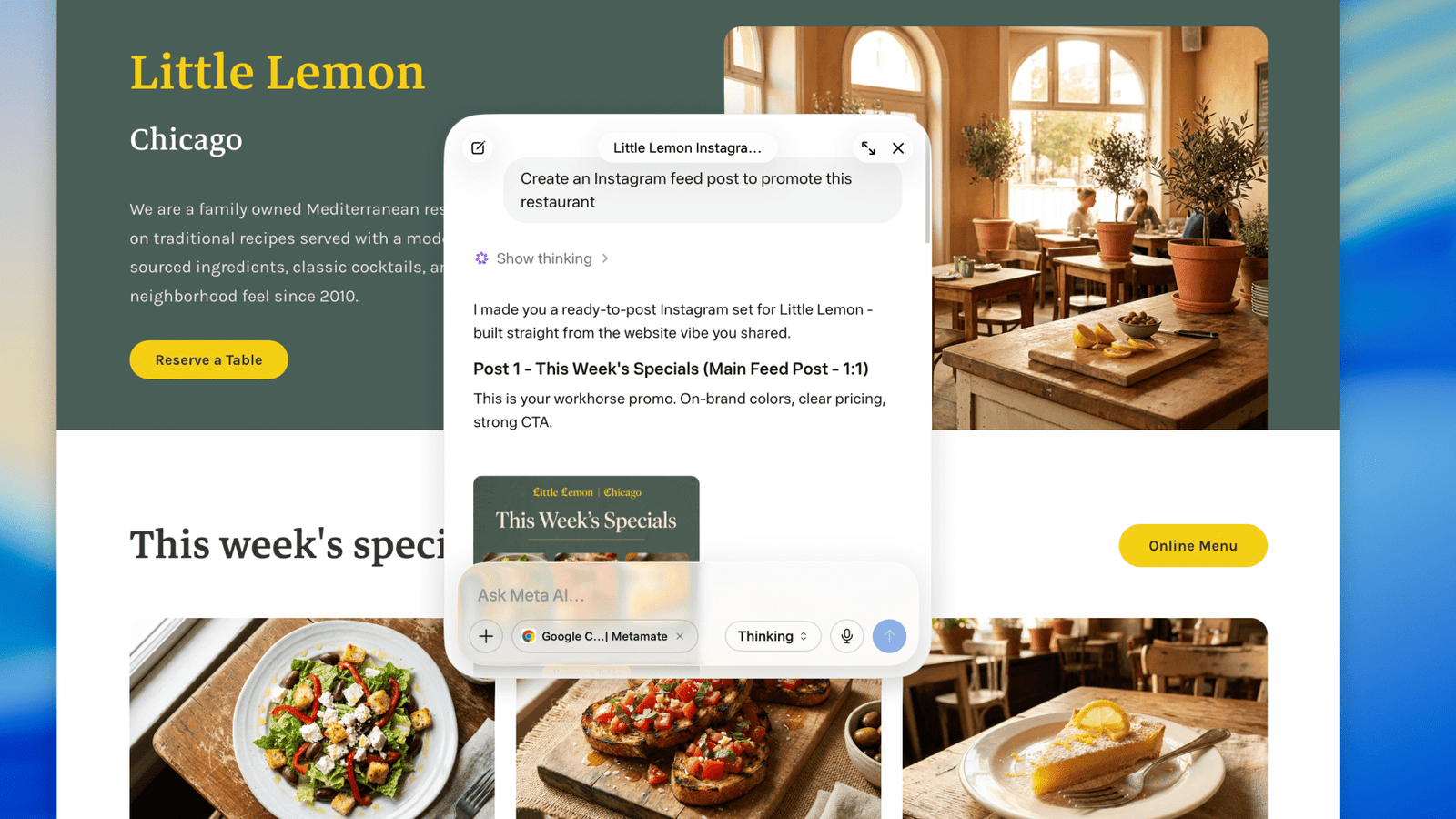 A screenshot of Meta AI’s Mac app