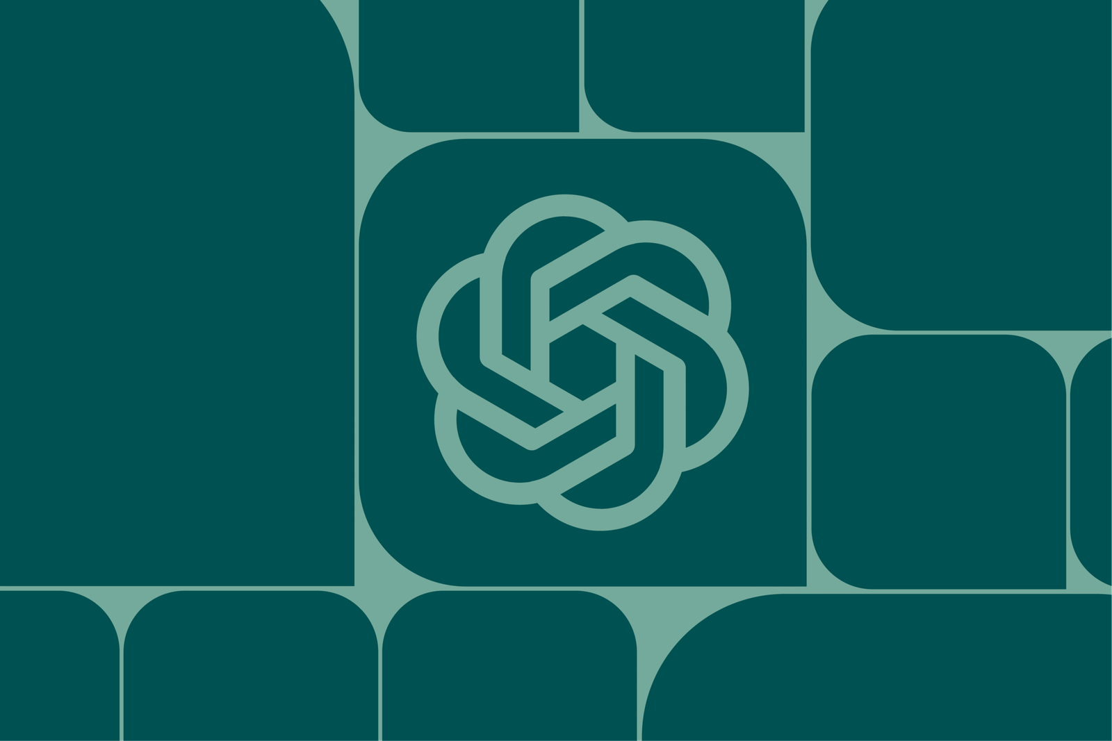 Chat GPT logo on a graphic green background.
