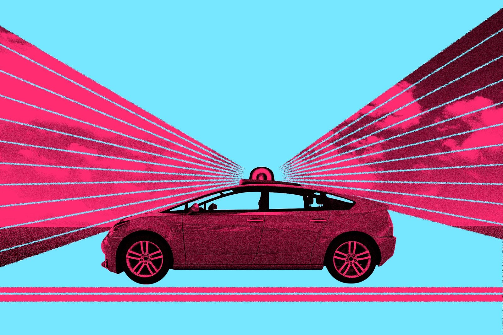 Photo illustration of an autonomous vehicle.