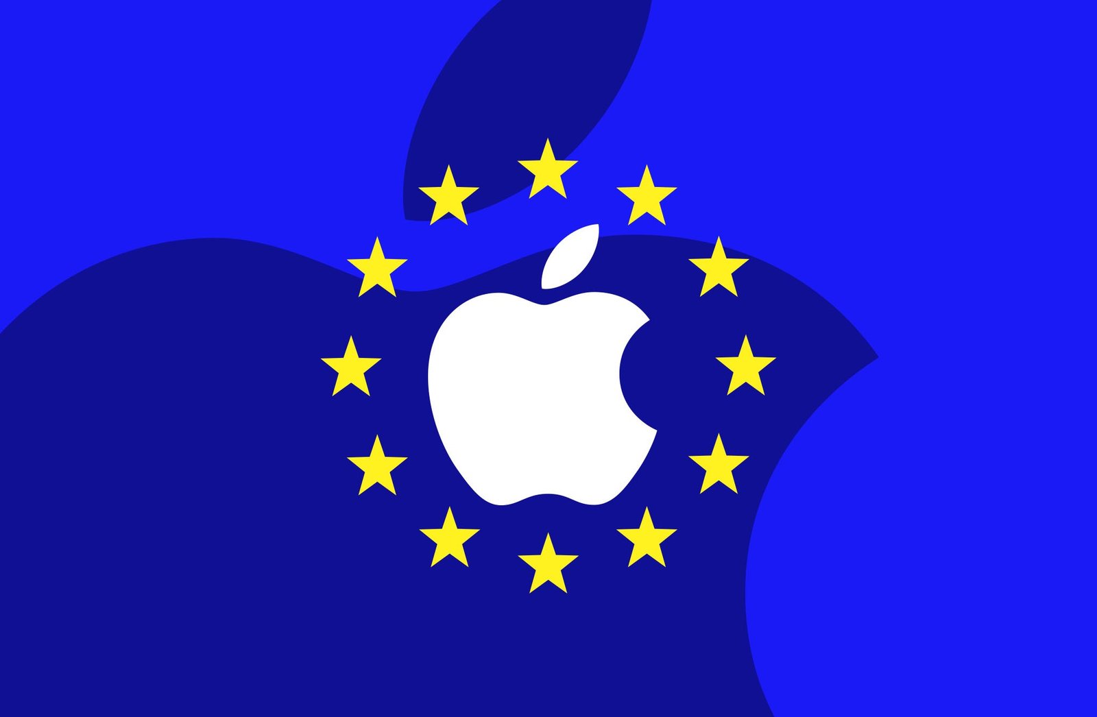 The Apple logo merged with the European Union flag