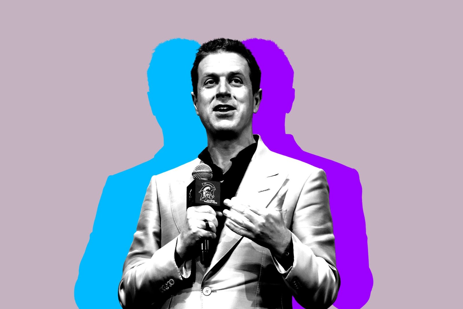 Geoff Keighley on a gray background.
