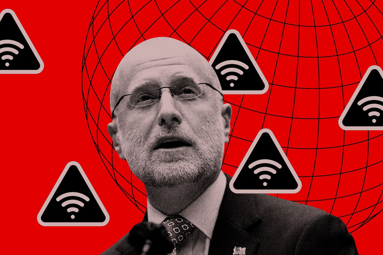 An image of Brendan Carr on a red background