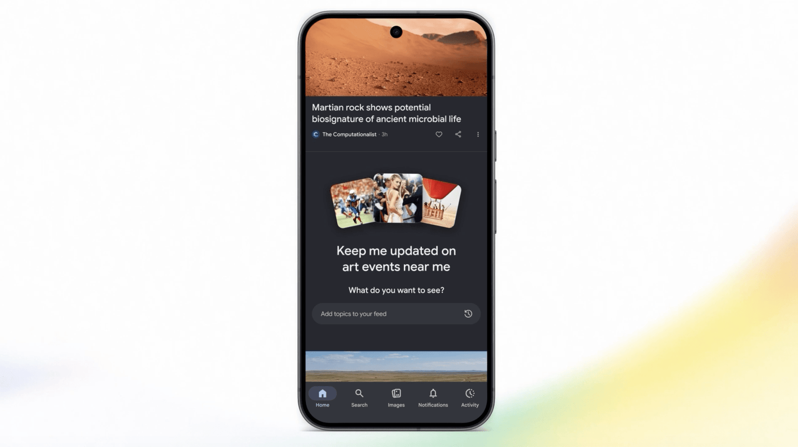A screenshot of Google Discover’s AI feed customization feature