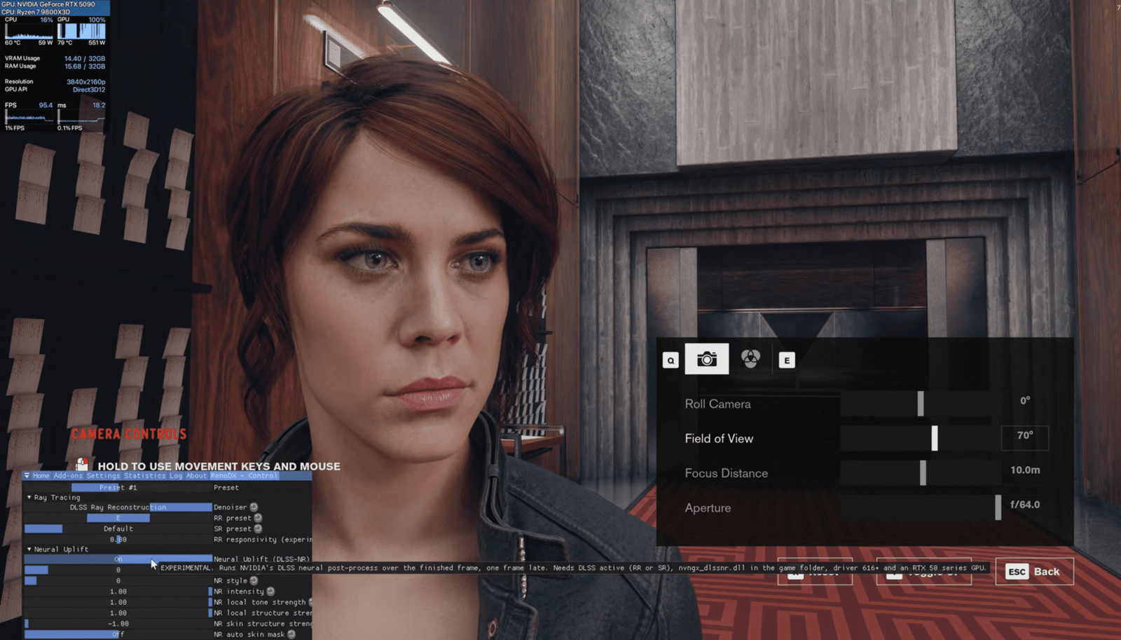 A screenshot showing Control with DLSS 5